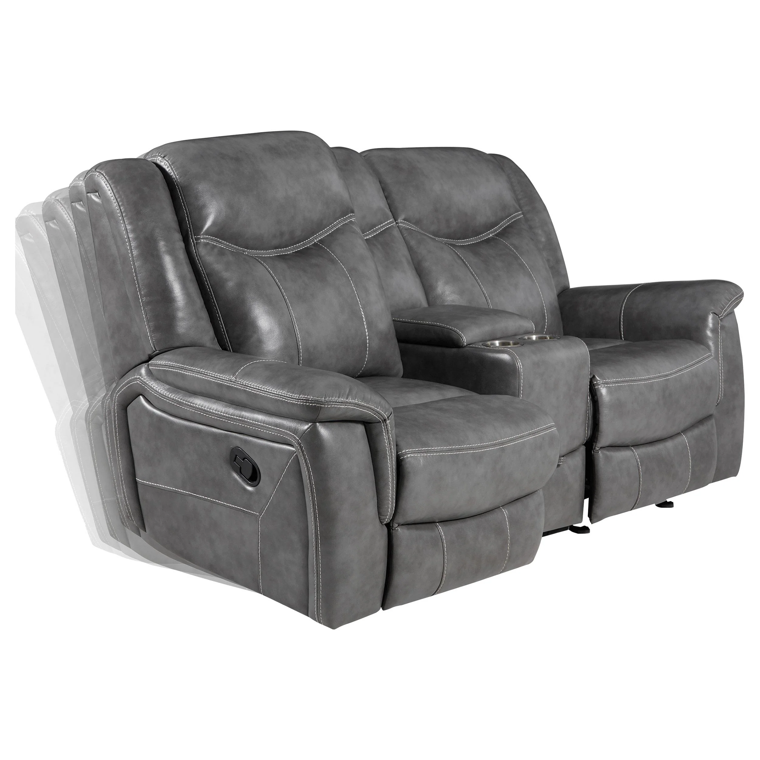 Coaster Furniture Conrad 650355 Upholstered Padded Arm Glider Loveseat - Grey - Image 3