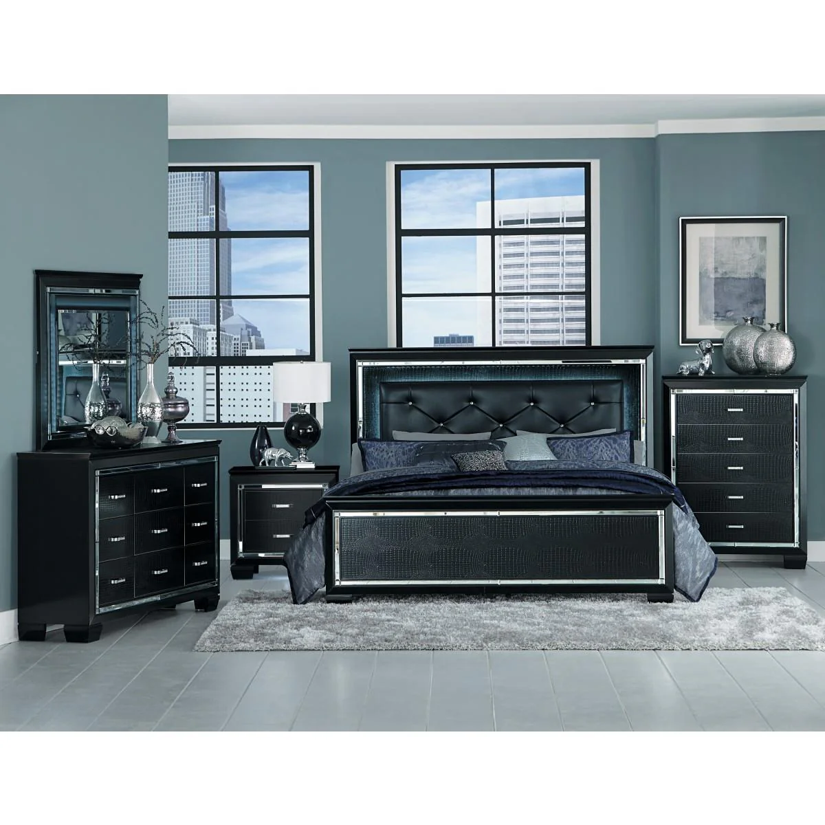 Homelegance Allura 1916KBK-1EK* Eastern King Bed, LED Lighting - Image 3