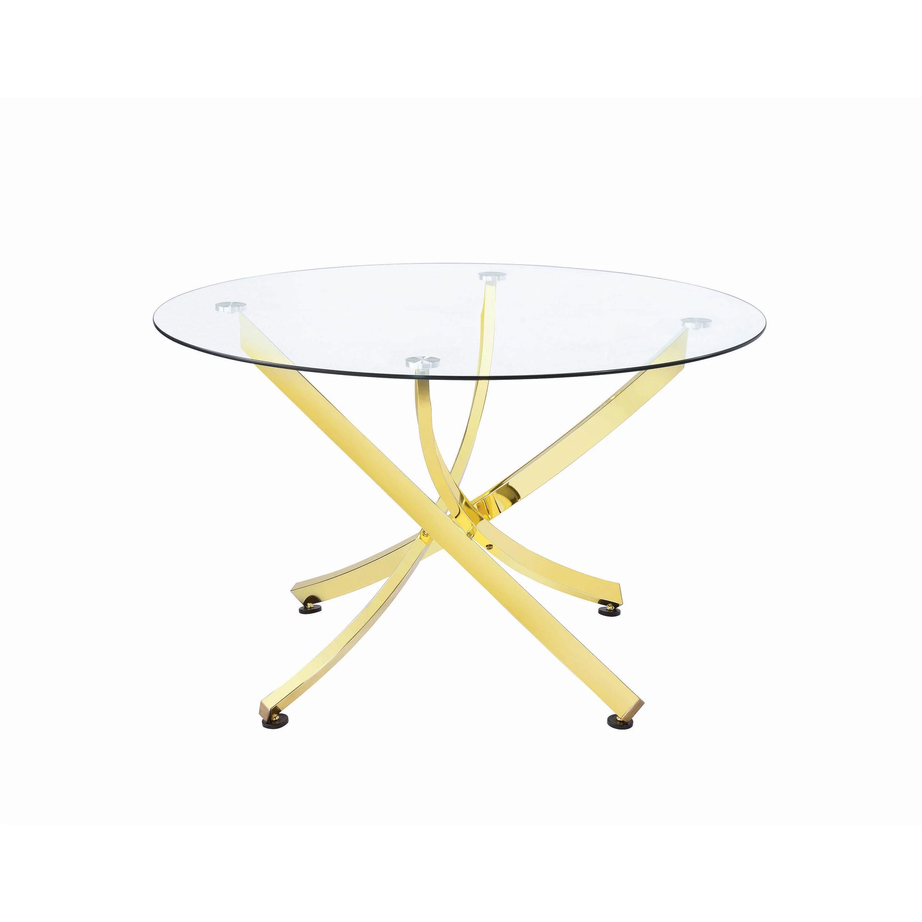 Coaster Furniture Beckham 108441 Round 46-inch Glass Top Dining Table – Brass