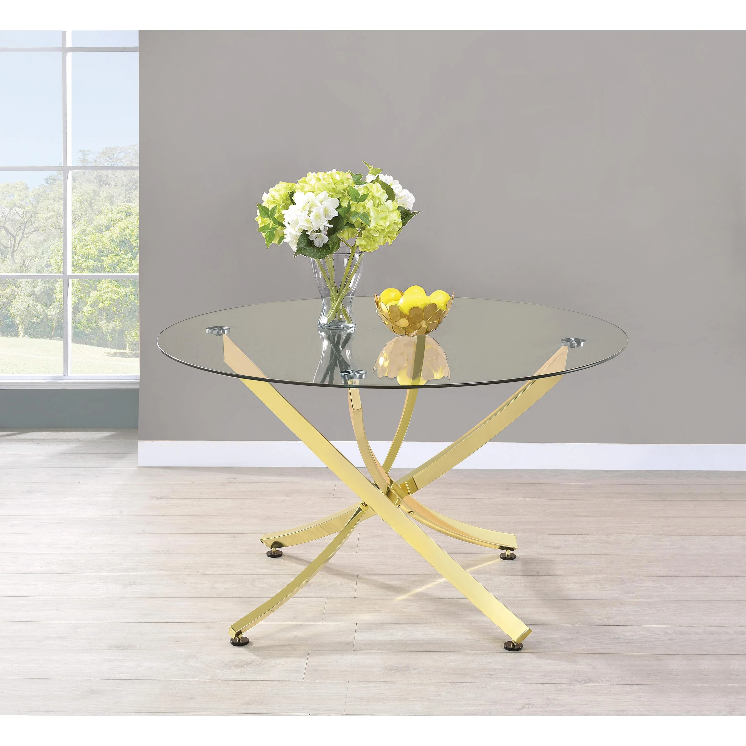 Coaster Furniture Beckham 108441 Round 46-inch Glass Top Dining Table - Brass - Image 3