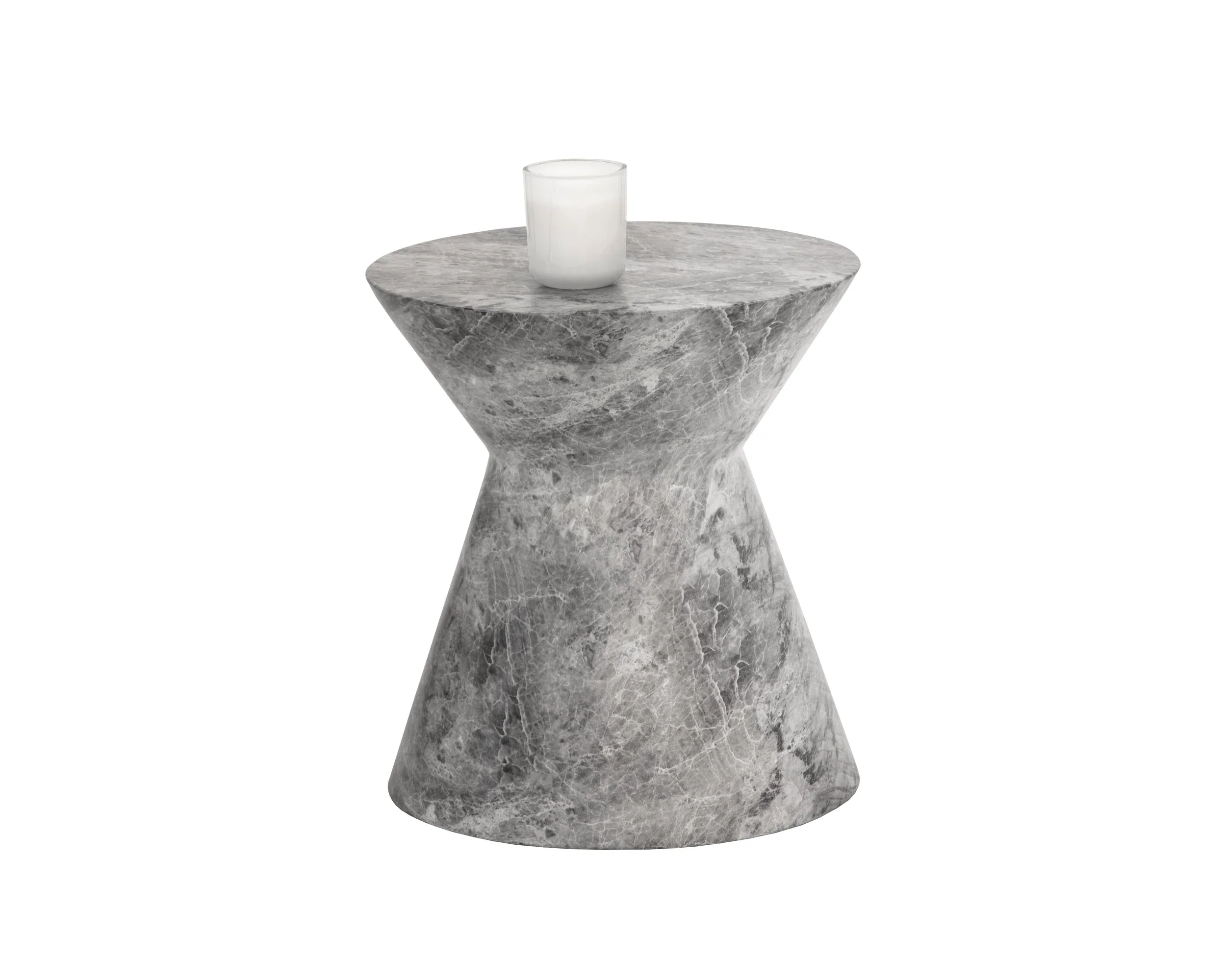 Astley End Table – Marble Look – Grey