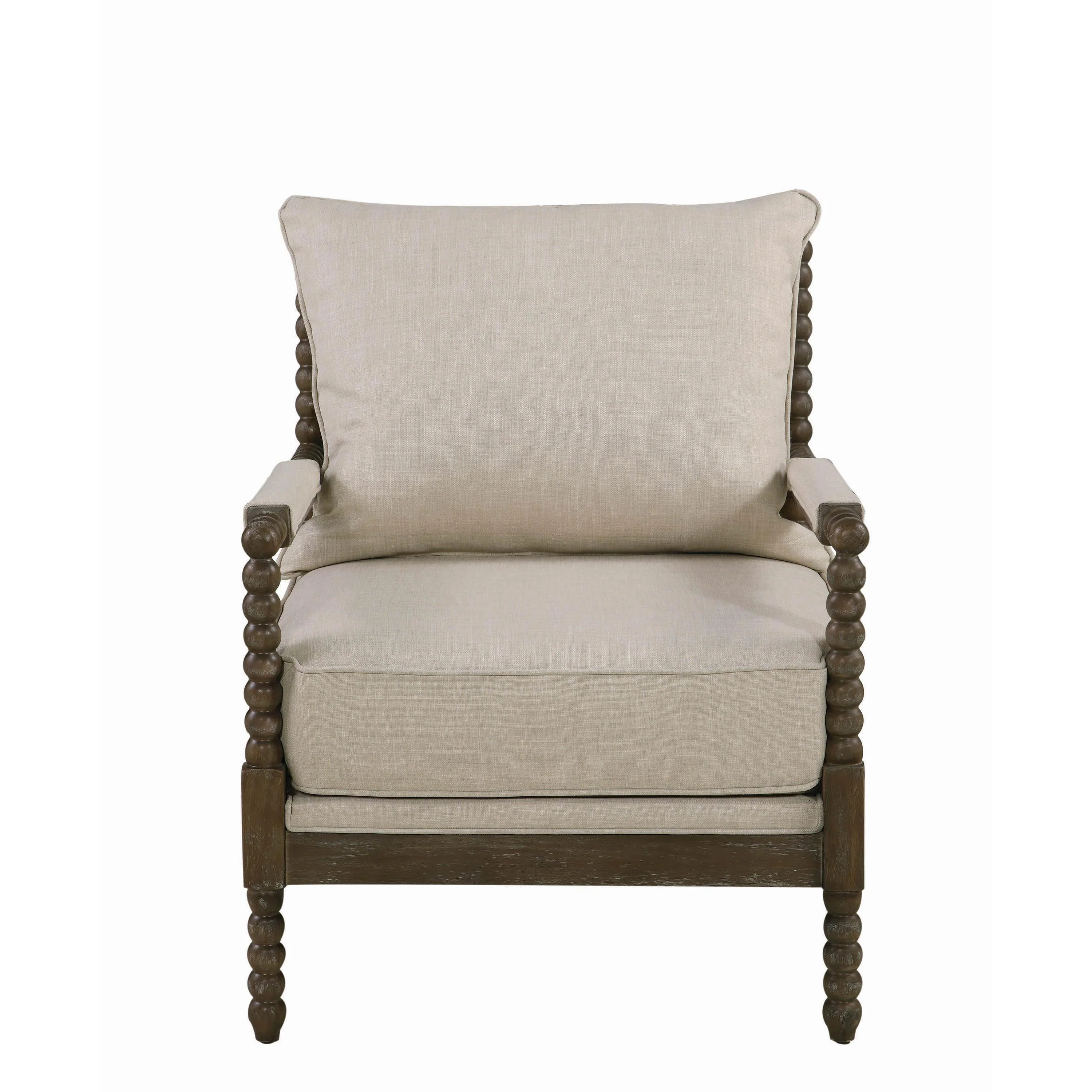 Coaster Furniture Blanchett 905362 Upholstered Bobbin Accent Chair - Beige and Natural - Image 2