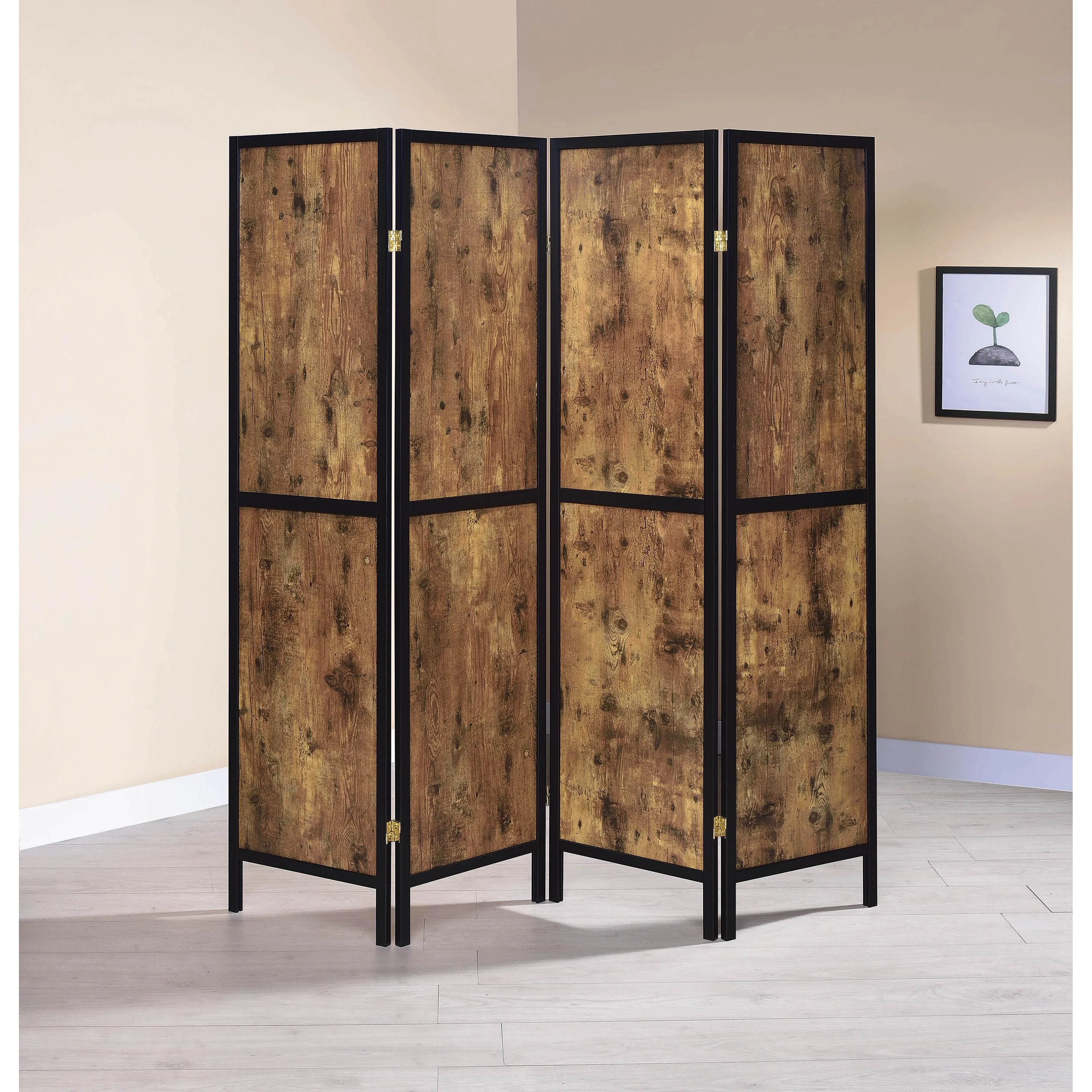 Coaster Furniture Deepika 961413 4-Panel Room Divider Folding Screen - Rustic Nutmeg - Image 3