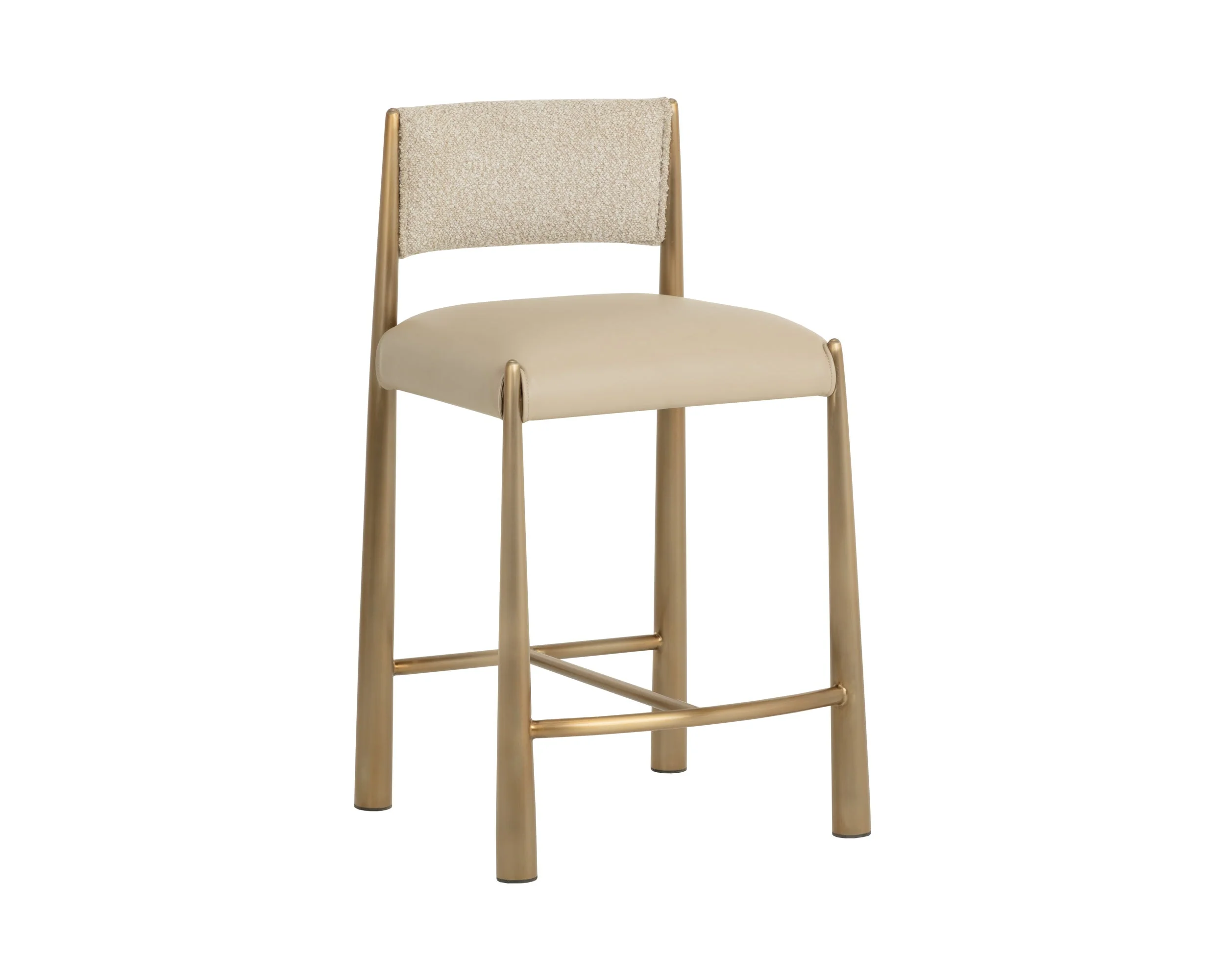 Bayard Counter Stool – Antique Brass – Napa Beige / Santa Cruz Oatmeal