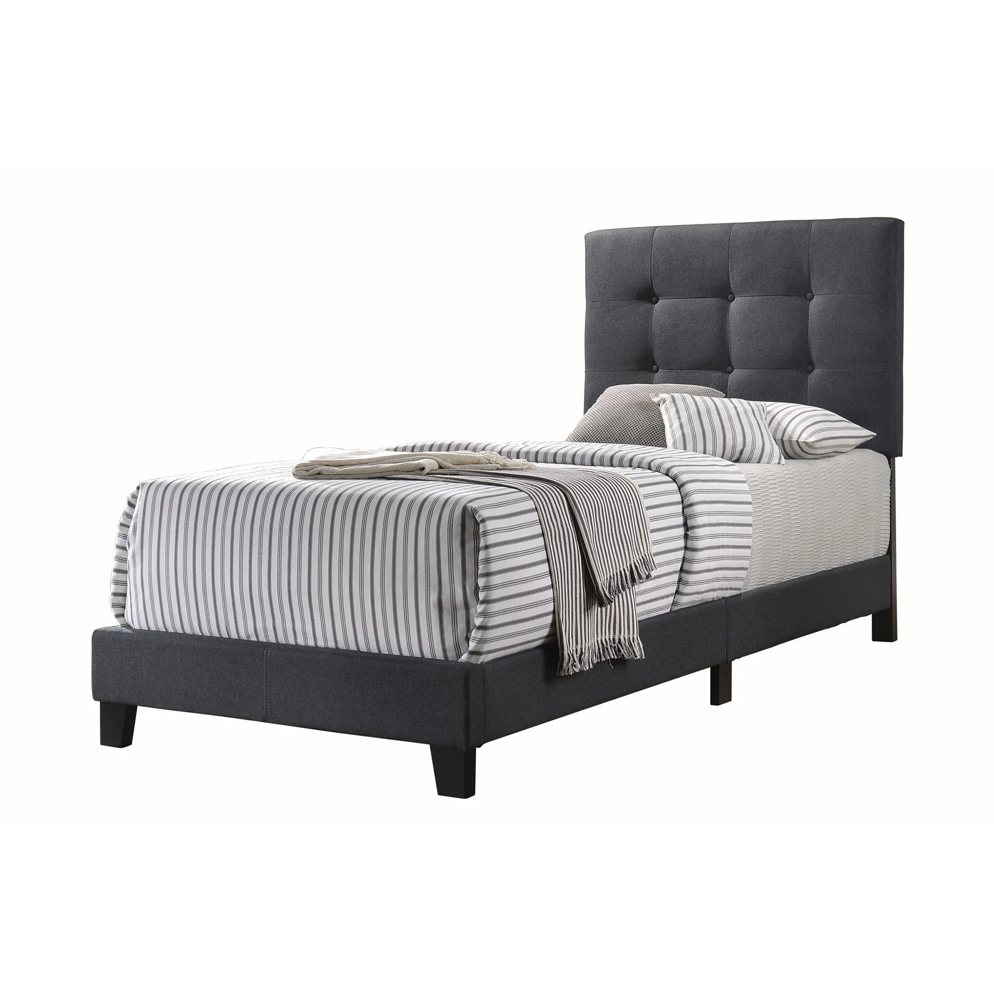 Coaster Furniture Mapes 305746T Upholstered Twin Panel Bed - Charcoal - Image 1