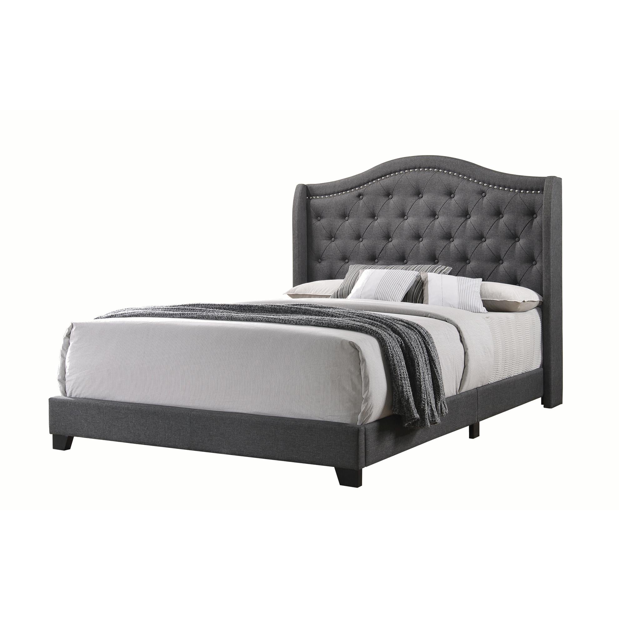 Coaster Furniture Sonoma 310072KE Upholstered Eastern King Wingback Bed - Grey - Image 1
