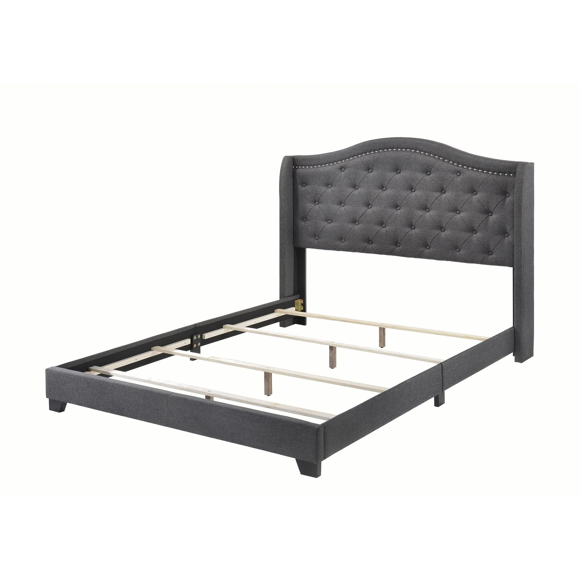 Coaster Furniture Sonoma 310072Q Upholstered Queen Wingback Bed - Grey - Image 2