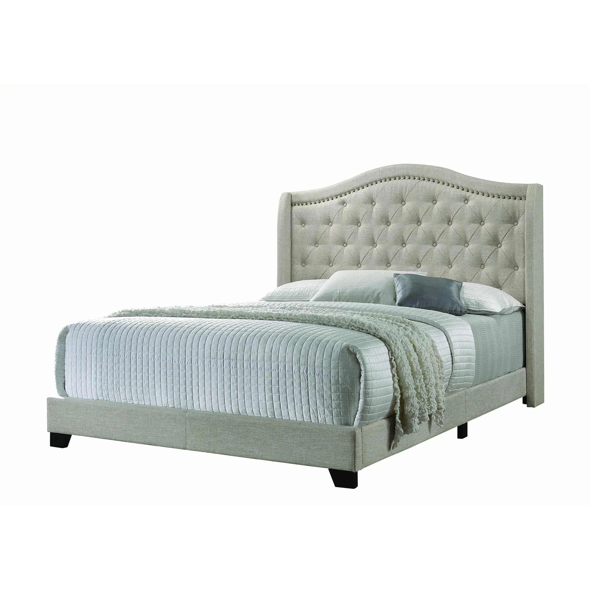 Coaster Furniture Sonoma 310073KE Upholstered Eastern King Wingback Bed - Beige - Image 1