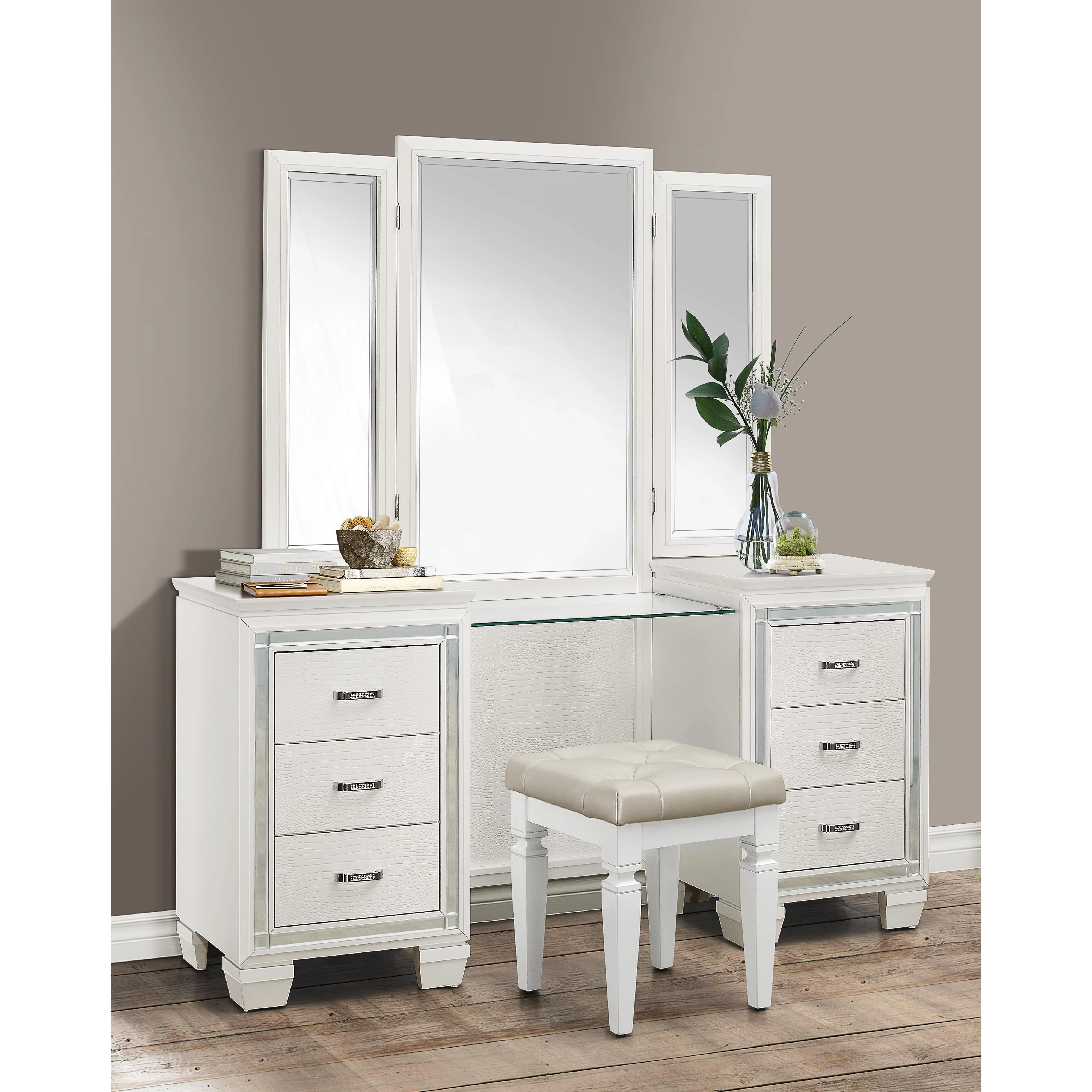 Homelegance Allura 1916W-14 Dressing Table Stool - Image 2