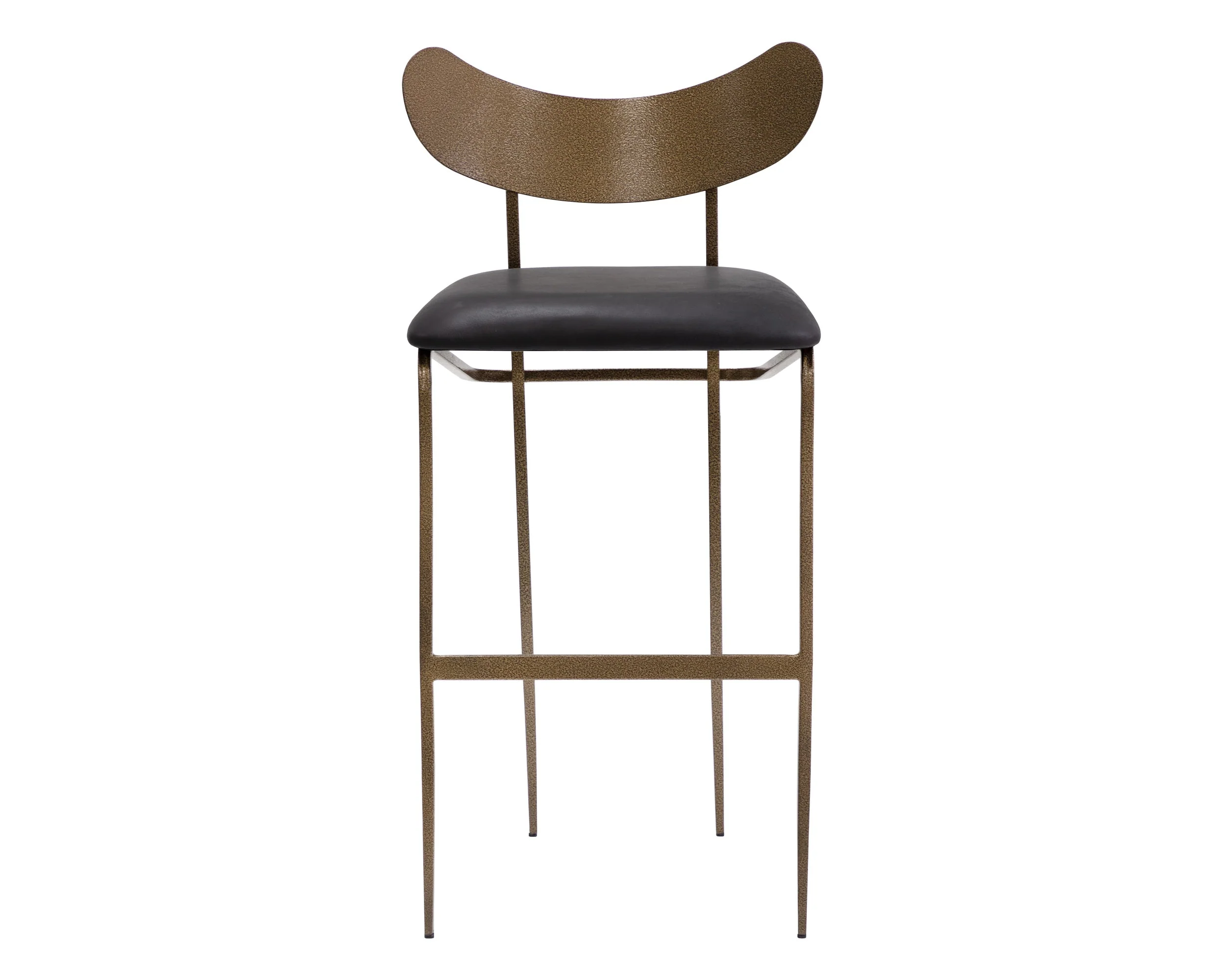 Gibbons Barstool - Antique Brass - Charcoal Black Leather - Image 2