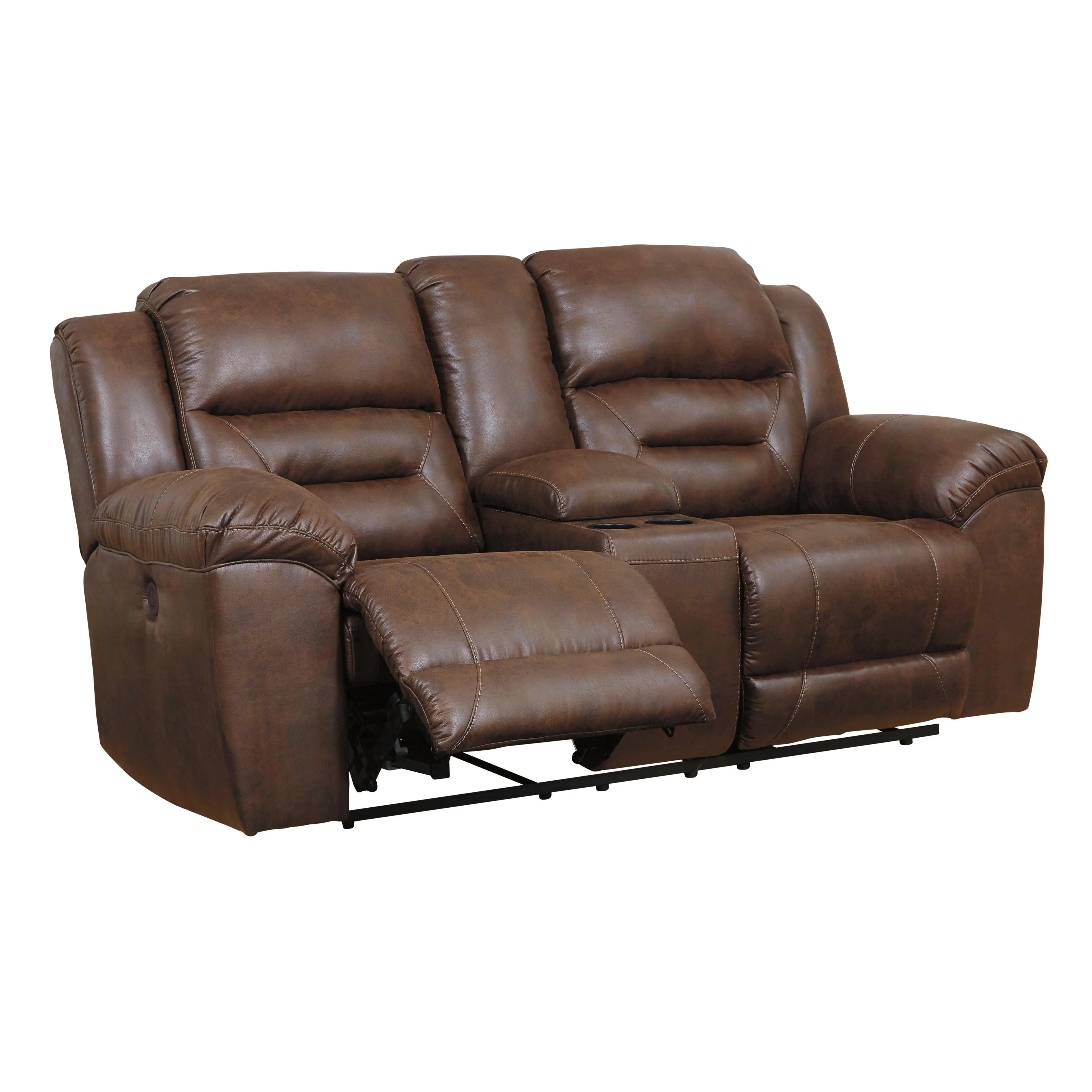 Signature Design by Ashley Stoneland Power Reclining Leather Look Loveseat with Console 3990496 - Image 2