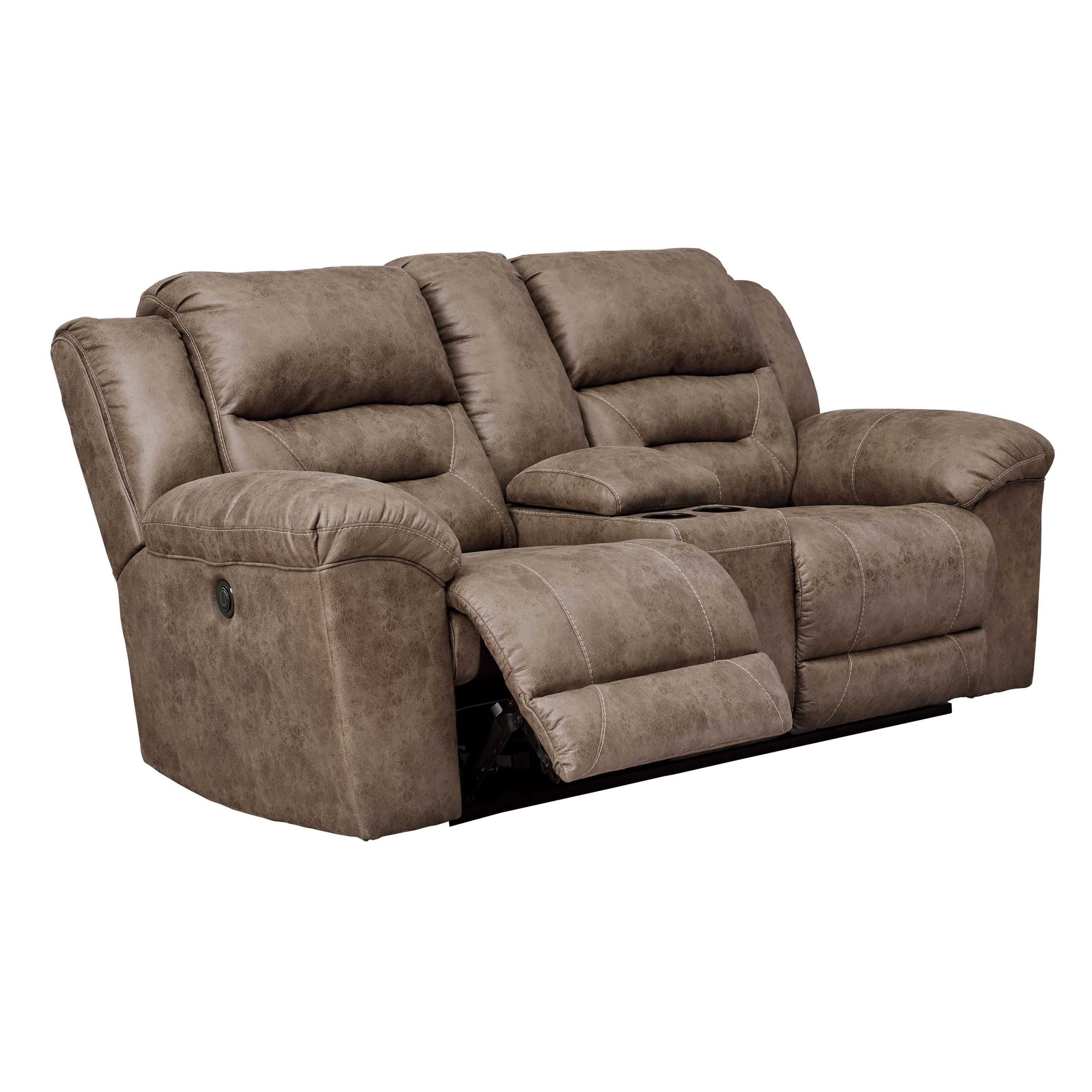 Signature Design by Ashley Stoneland Power Reclining Leather Look Loveseat with Console 3990596 - Image 2
