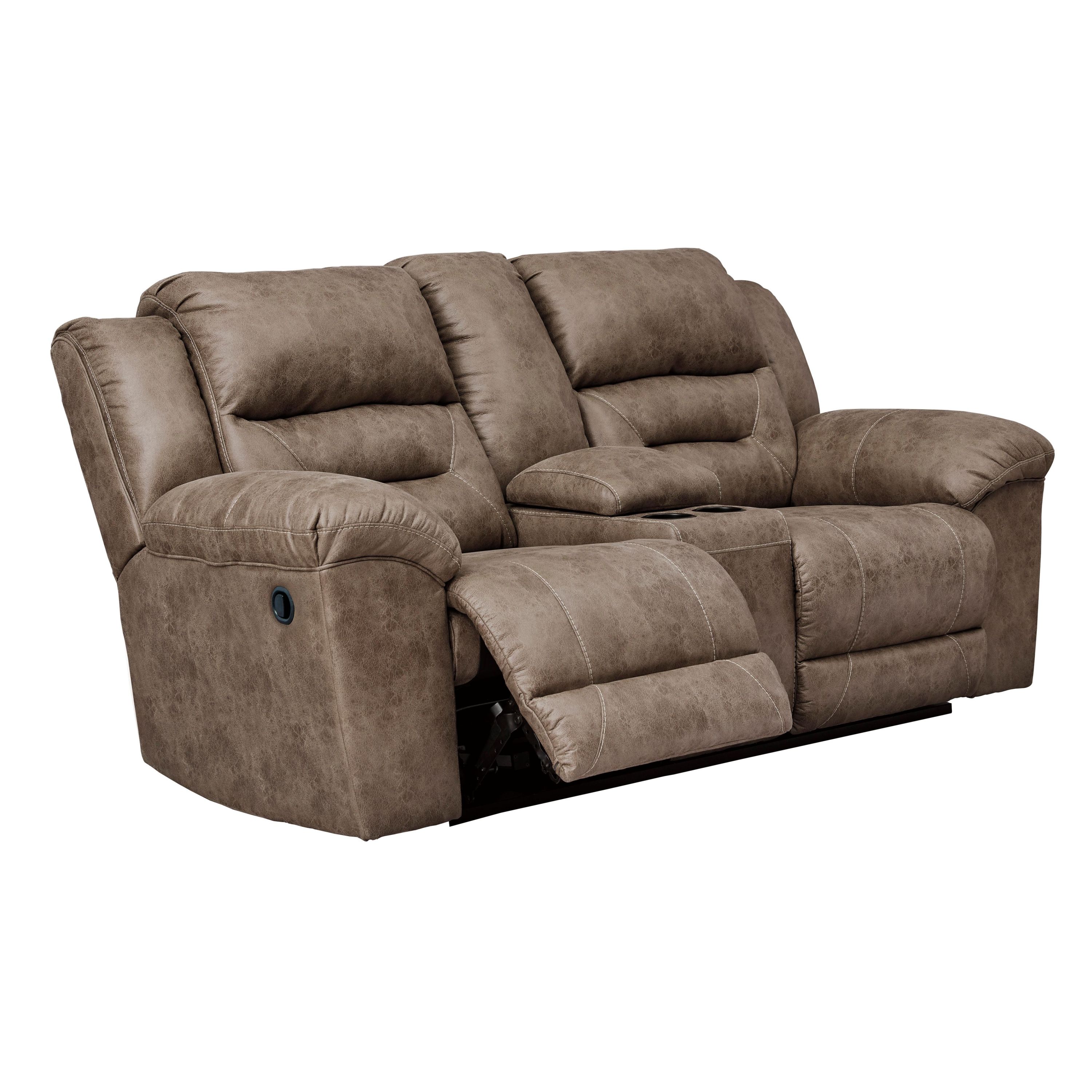 Signature Design by Ashley Stoneland Reclining Leather Look Loveseat with Console 3990594 - Image 2