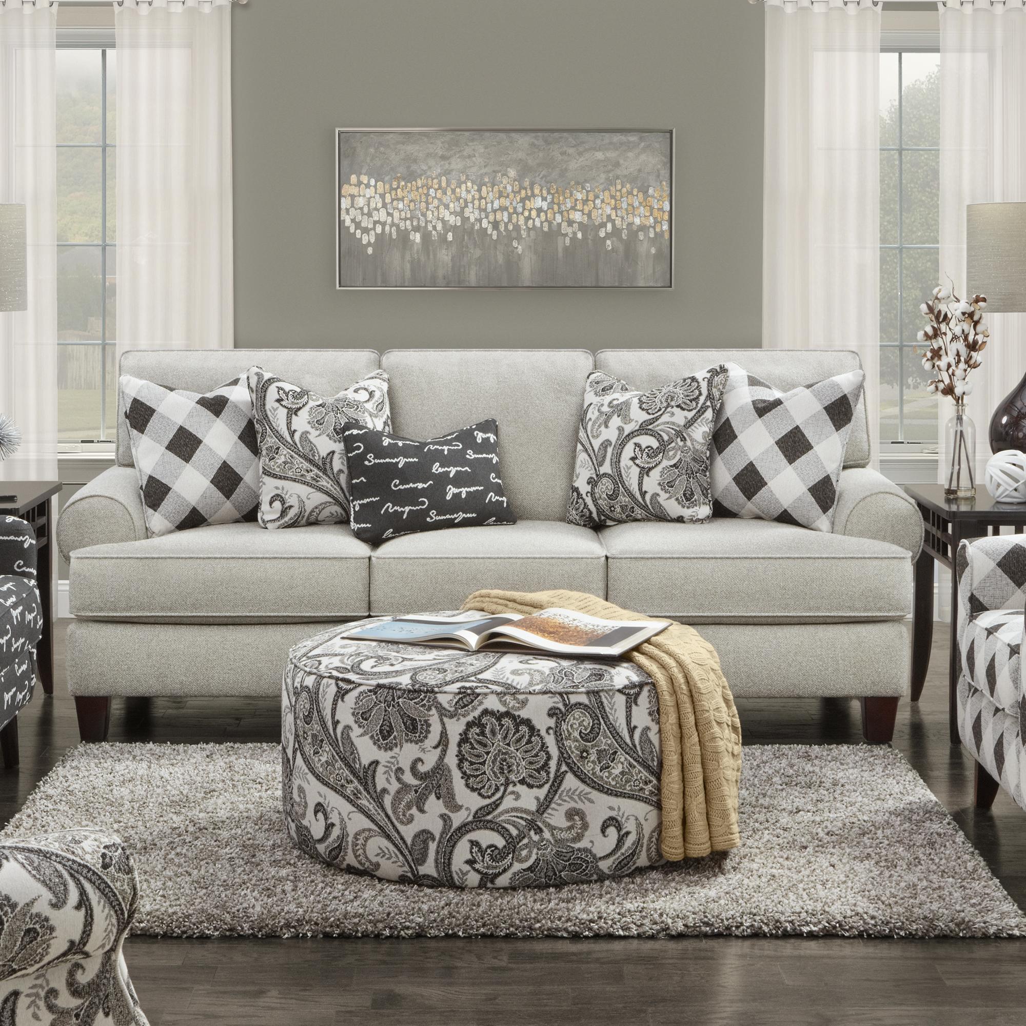 Fusion Furniture Stationary Fabric Sofa 4200-KP SHADOWFAX DOVE - Image 1