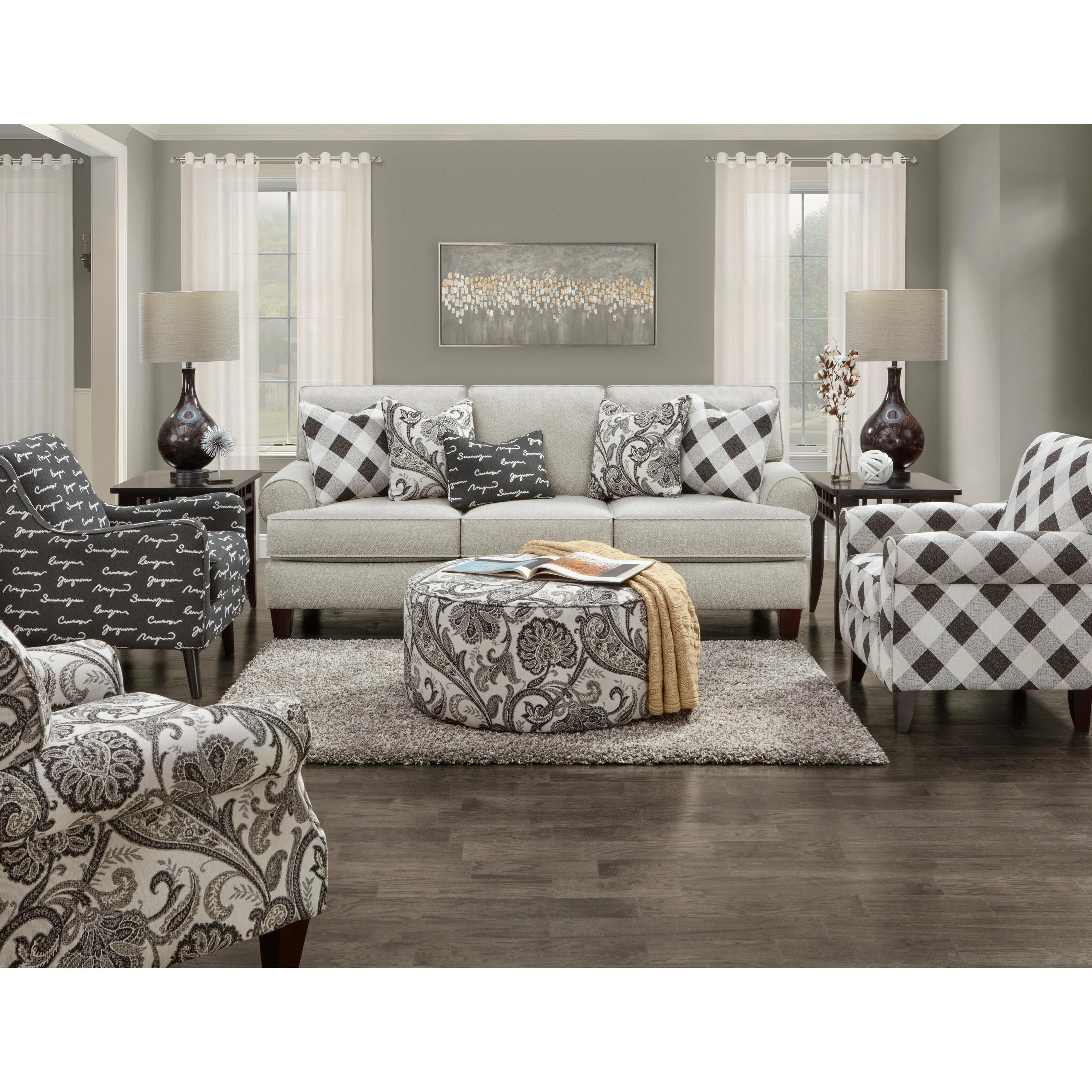 Fusion Furniture Stationary Fabric Sofa 4200-KP SHADOWFAX DOVE - Image 2