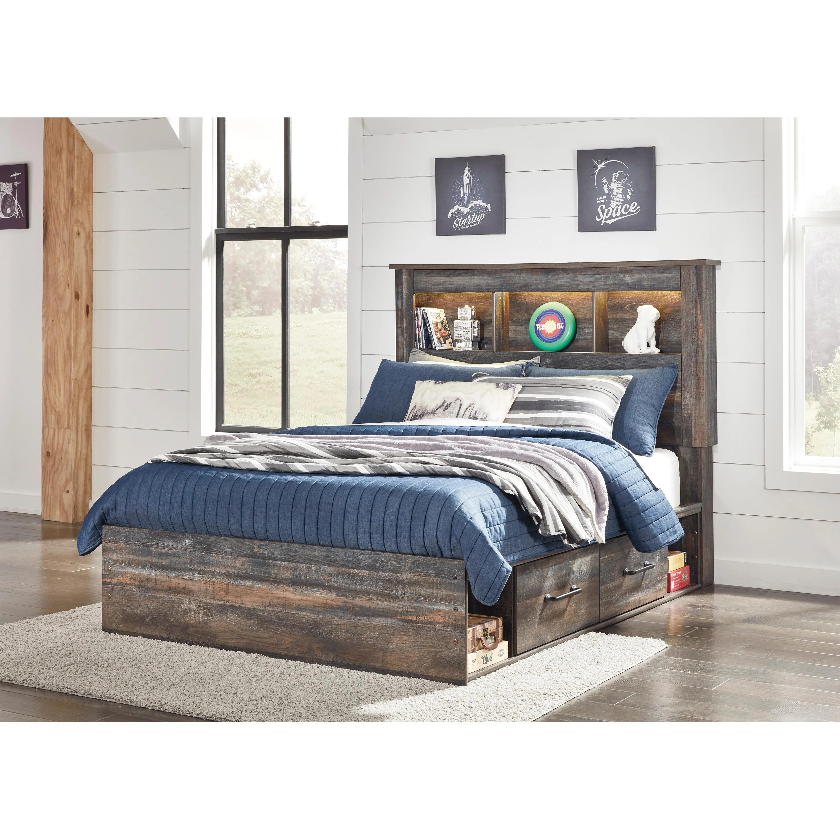 Signature Design by Ashley Drystan B211B44 Full Bookcase Bed with 2 Storage Drawers - Image 2