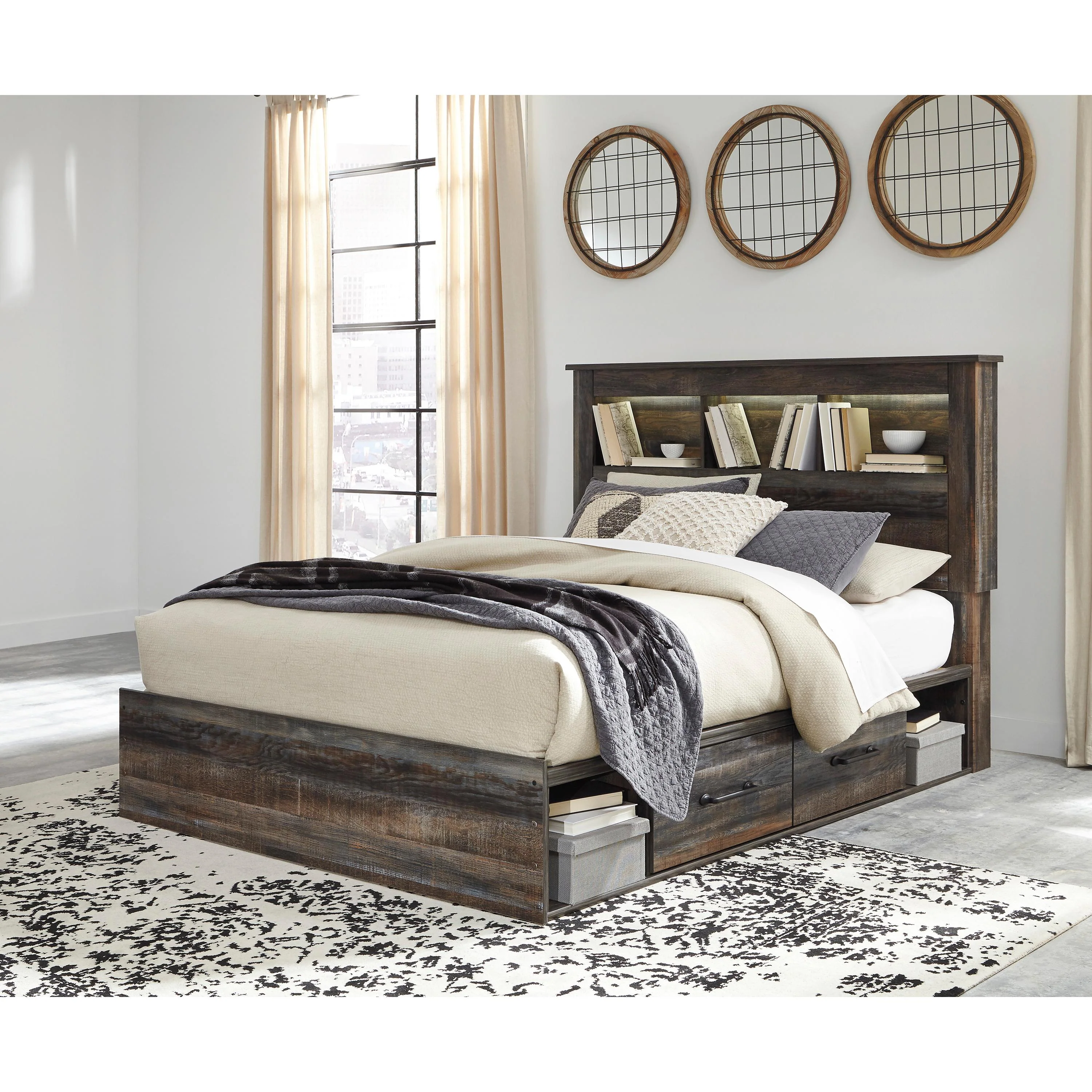 Signature Design by Ashley Drystan Queen Bookcase Bed with Storage B211-65/B211-54/B211-60/B211-60/B100-13 - Image 2