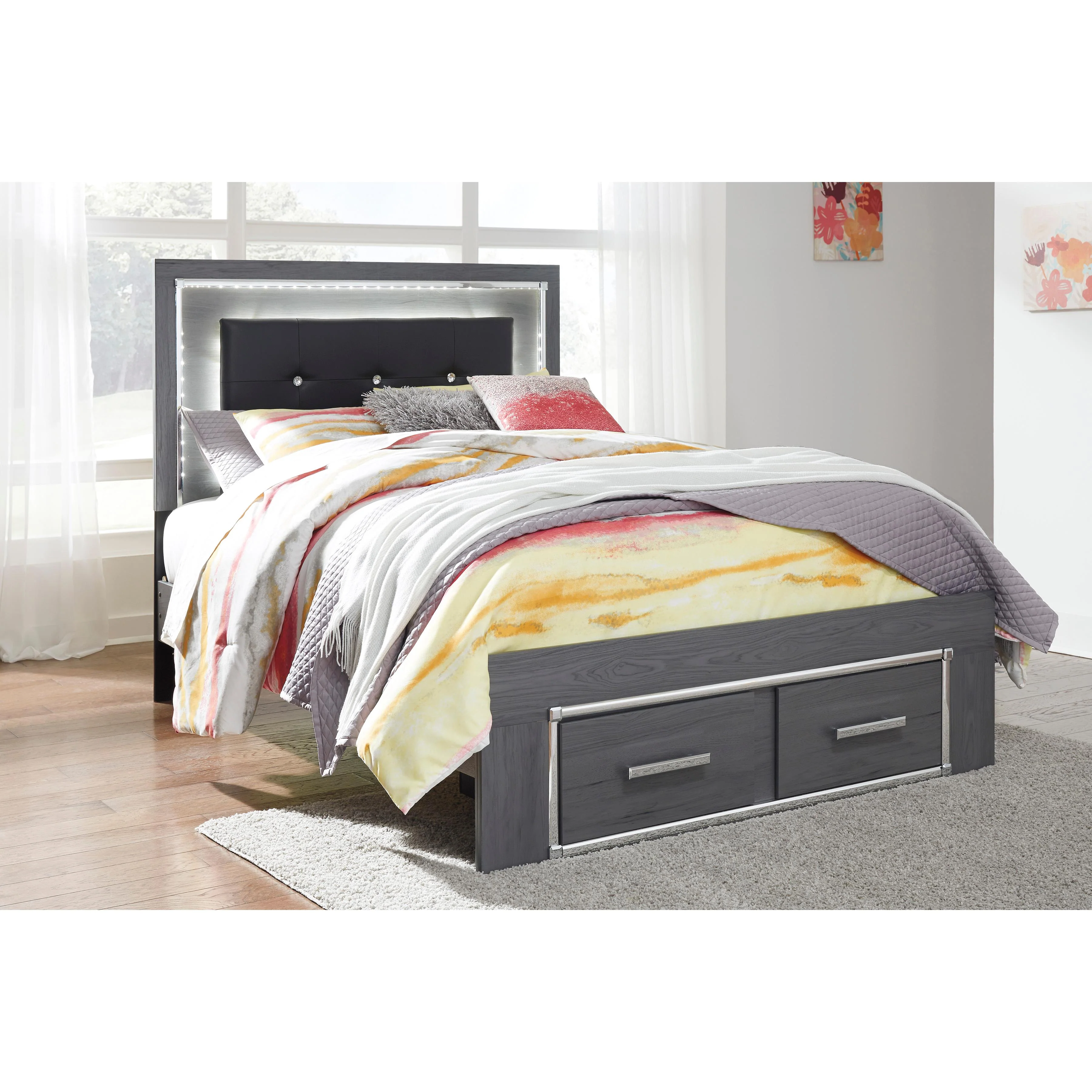 Signature Design by Ashley Lodanna B214B5 Full Panel Bed with 2 Storage Drawers - Image 2