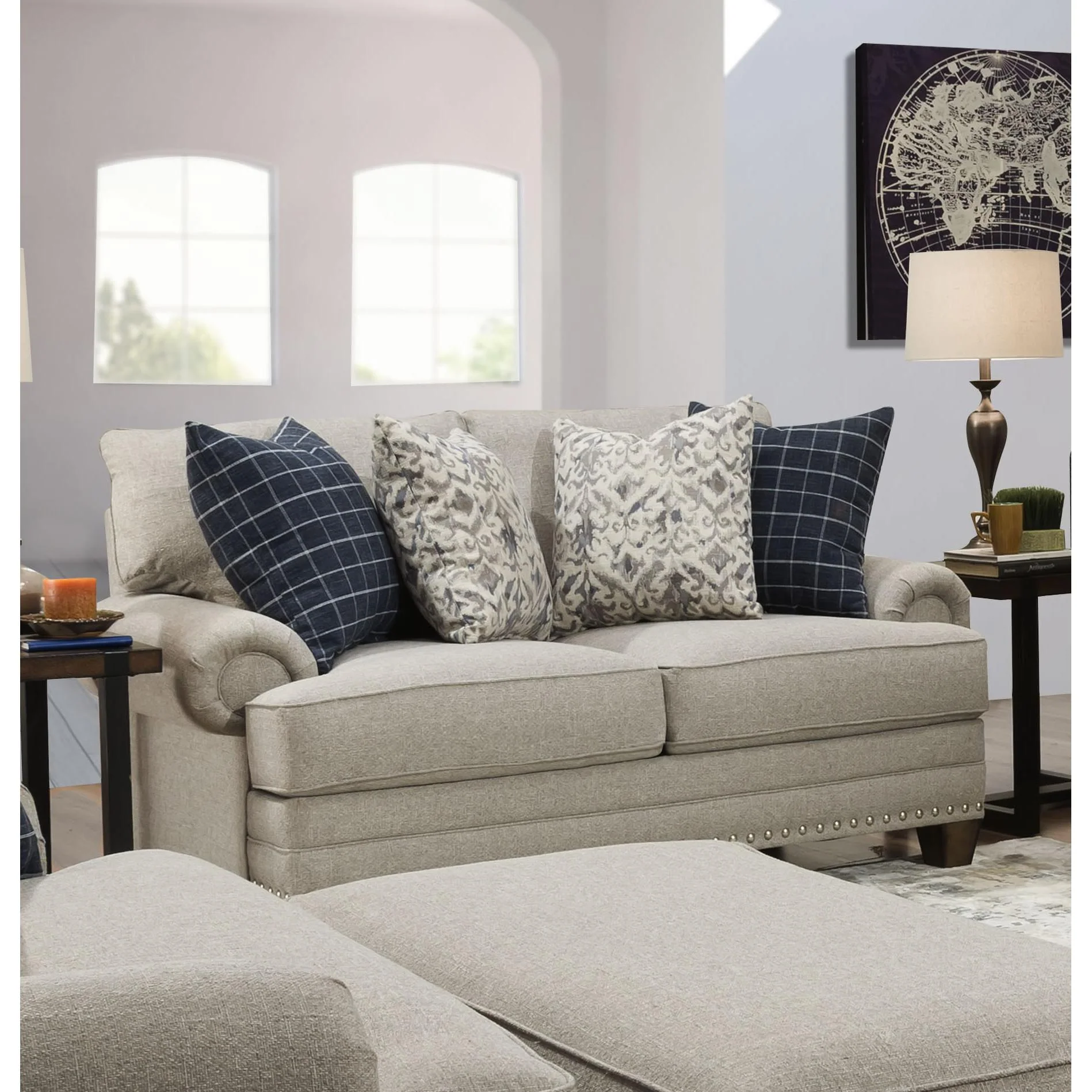 Franklin Fletcher Stationary Fabric Loveseat 91620 3905-07 - Image 1