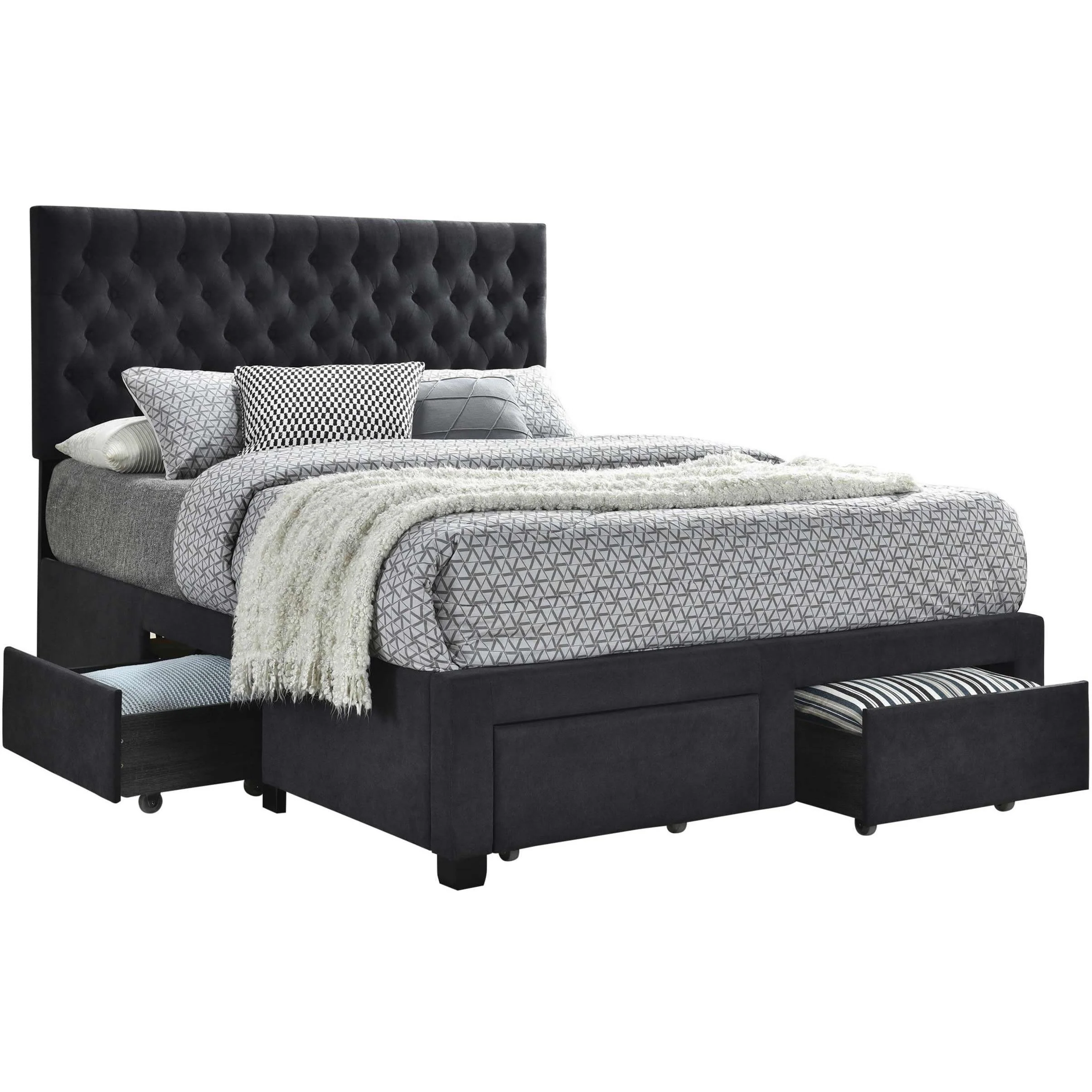 Coaster Furniture Soledad 305877Q Upholstered Queen Storage Panel Bed - Grey - Image 1