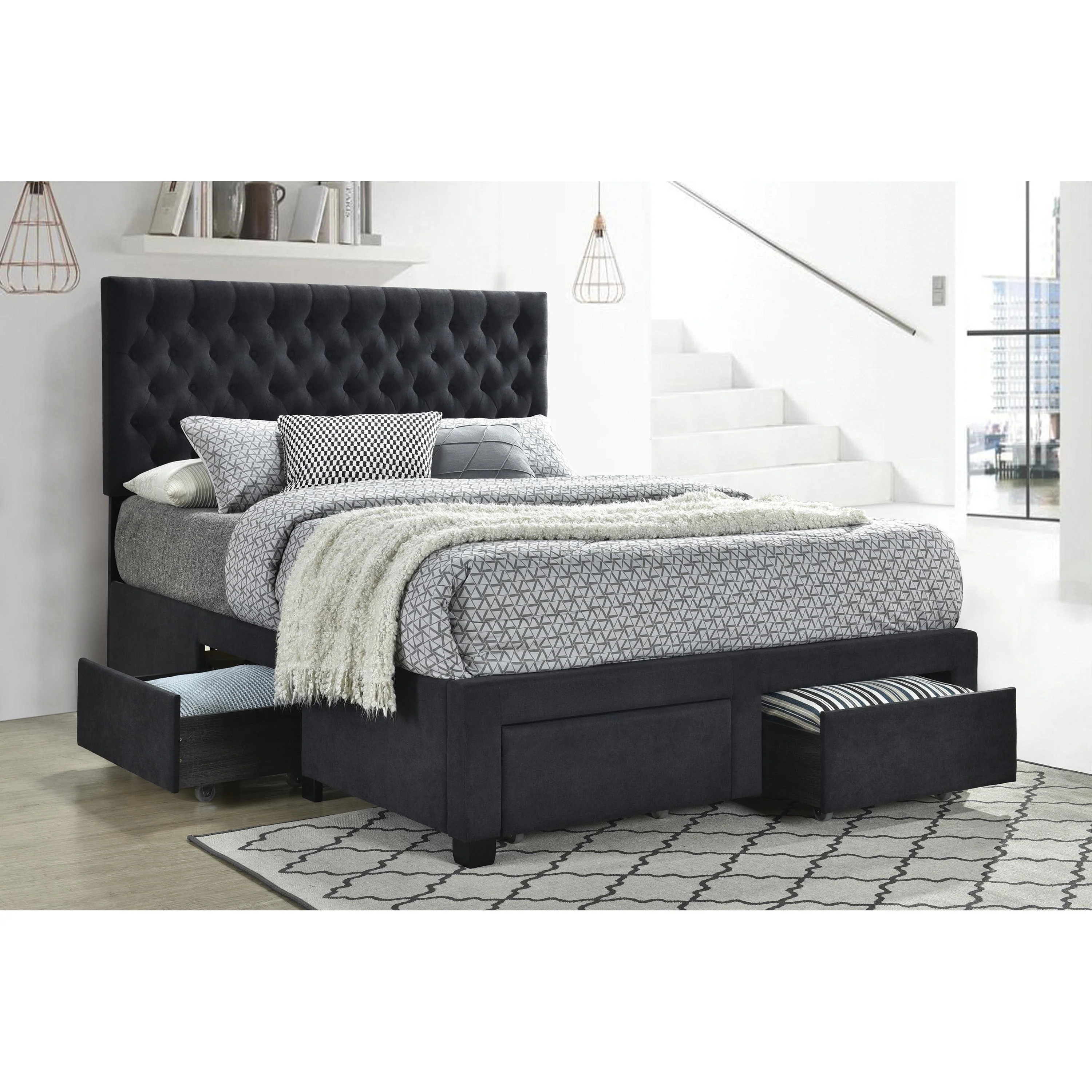 Coaster Furniture Soledad 305877Q Upholstered Queen Storage Panel Bed - Grey - Image 2