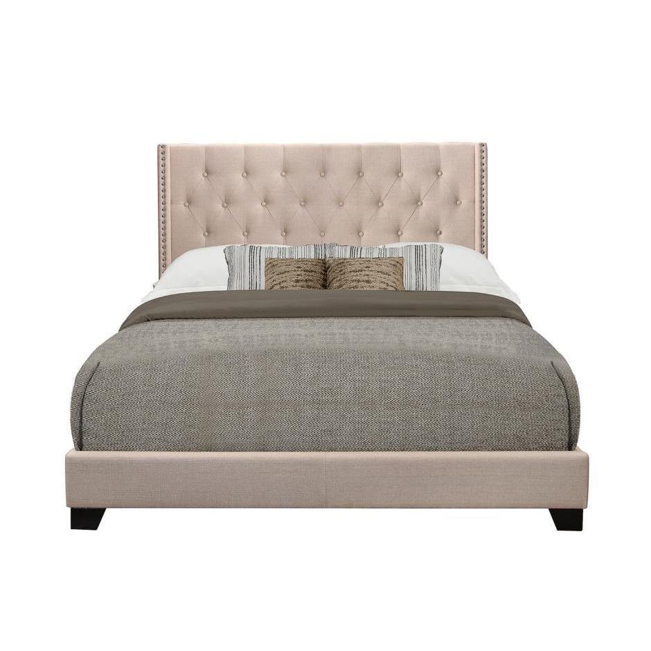Homelegance King Upholstered Platform Bed SH215KBGE-1* King Bed - Beige - Image 1