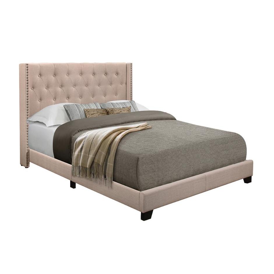 Homelegance King Upholstered Platform Bed SH215KBGE-1* King Bed - Beige - Image 2