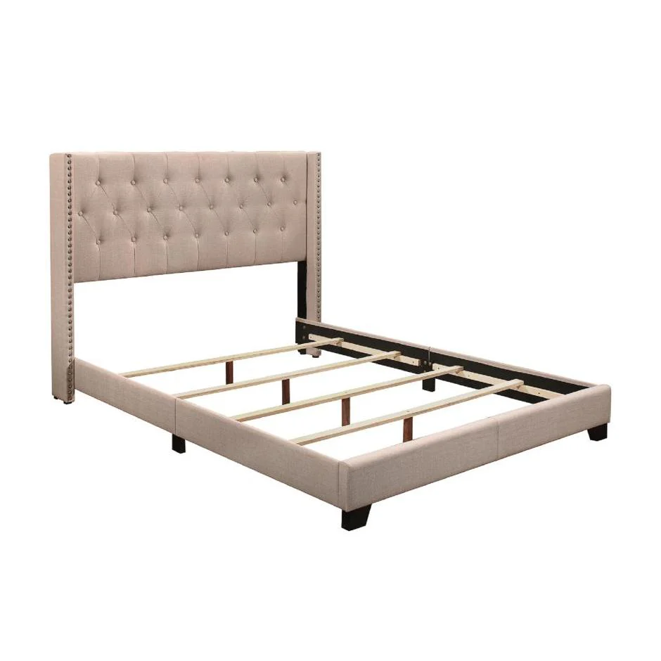 Homelegance King Upholstered Platform Bed SH215KBGE-1* King Bed - Beige - Image 3