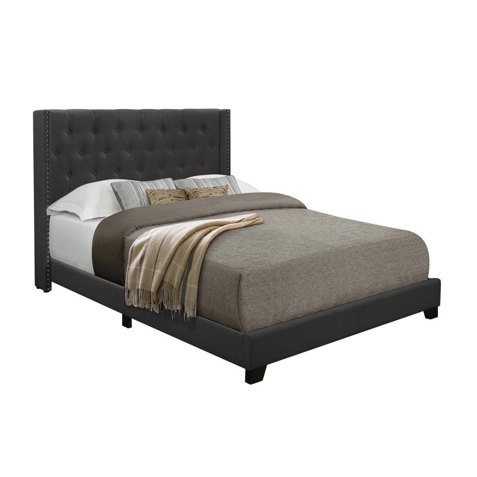 Homelegance Queen Upholstered Platform Bed SH215DGR-1* Queen Bed - Dark Grey - Image 2