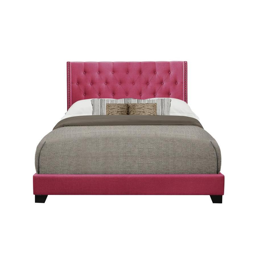 Homelegance Queen Upholstered Platform Bed SH215PNK-1* Queen Bed - Pink - Image 1