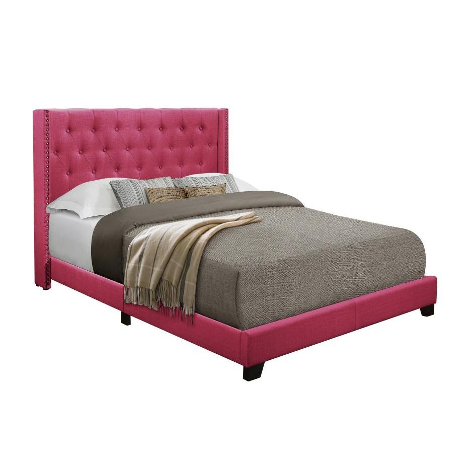 Homelegance Queen Upholstered Platform Bed SH215PNK-1* Queen Bed - Pink - Image 2
