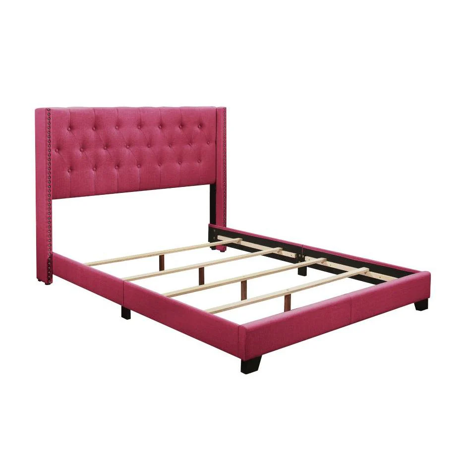 Homelegance Queen Upholstered Platform Bed SH215PNK-1* Queen Bed - Pink - Image 3