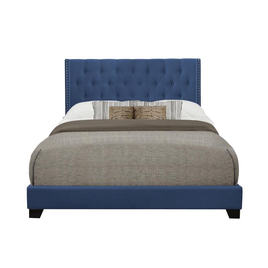Homelegance Full Upholstered Platform Bed SH215FBLU-1* Full Bed - Blue - Image 1