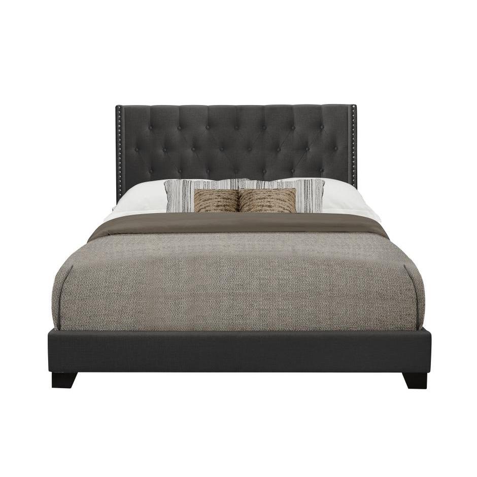 Homelegance Full Upholstered Platform Bed SH215FDGR-1* Full Bed - Dark Grey - Image 1
