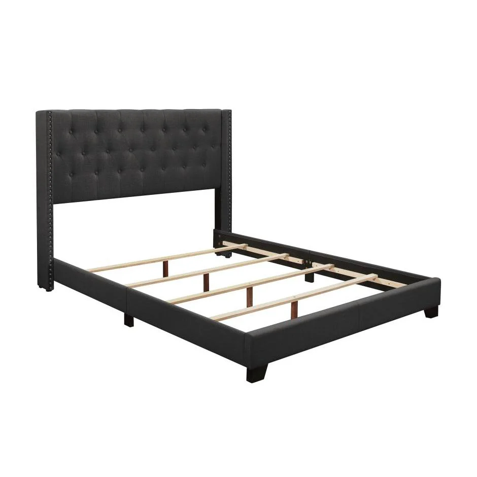 Homelegance Full Upholstered Platform Bed SH215FDGR-1* Full Bed - Dark Grey - Image 3