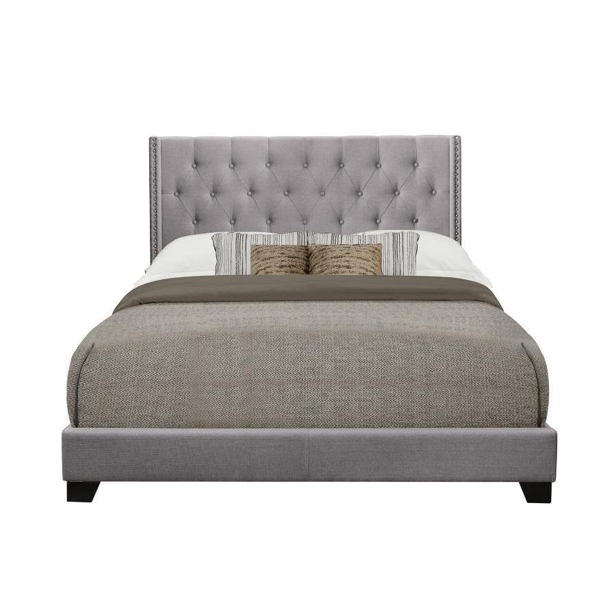 Homelegance Full Upholstered Platform Bed SH215FGRY-1* Full Bed - Grey - Image 1