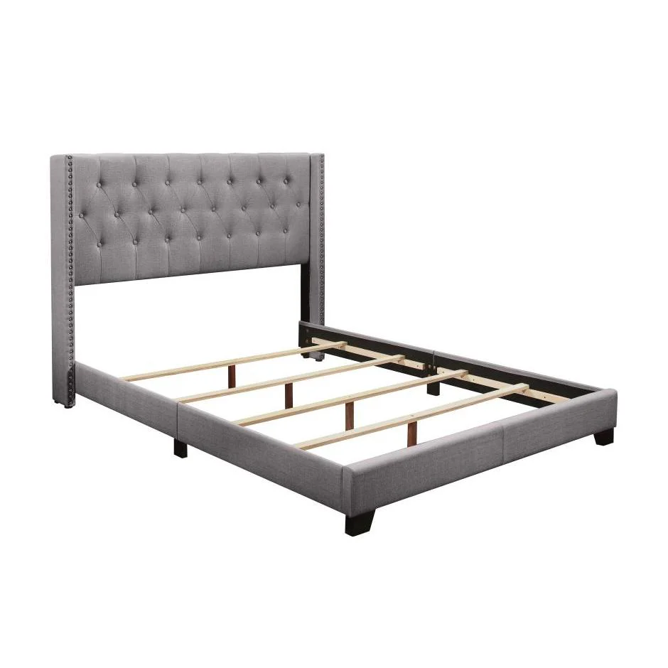 Homelegance Full Upholstered Platform Bed SH215FGRY-1* Full Bed - Grey - Image 3