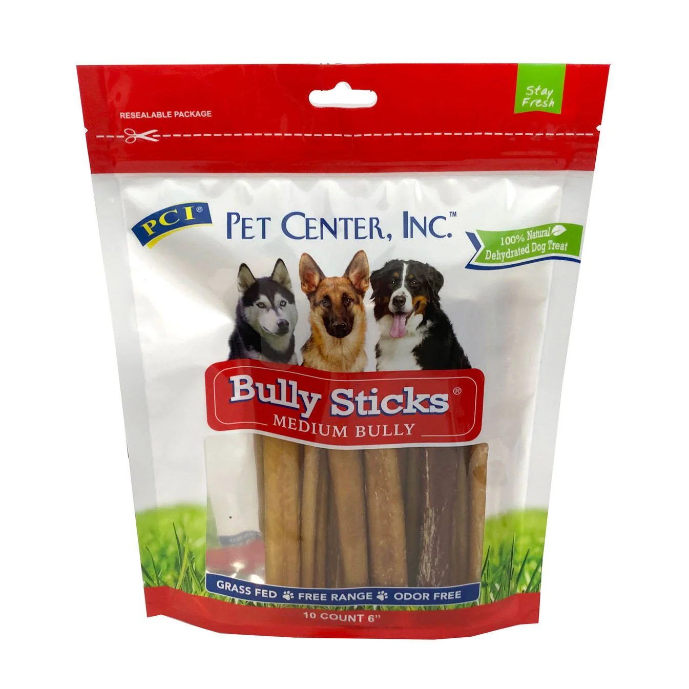 6″ Bully Sticks Dog Treats – Air-Dried, Odor-Free, Resealable Bag