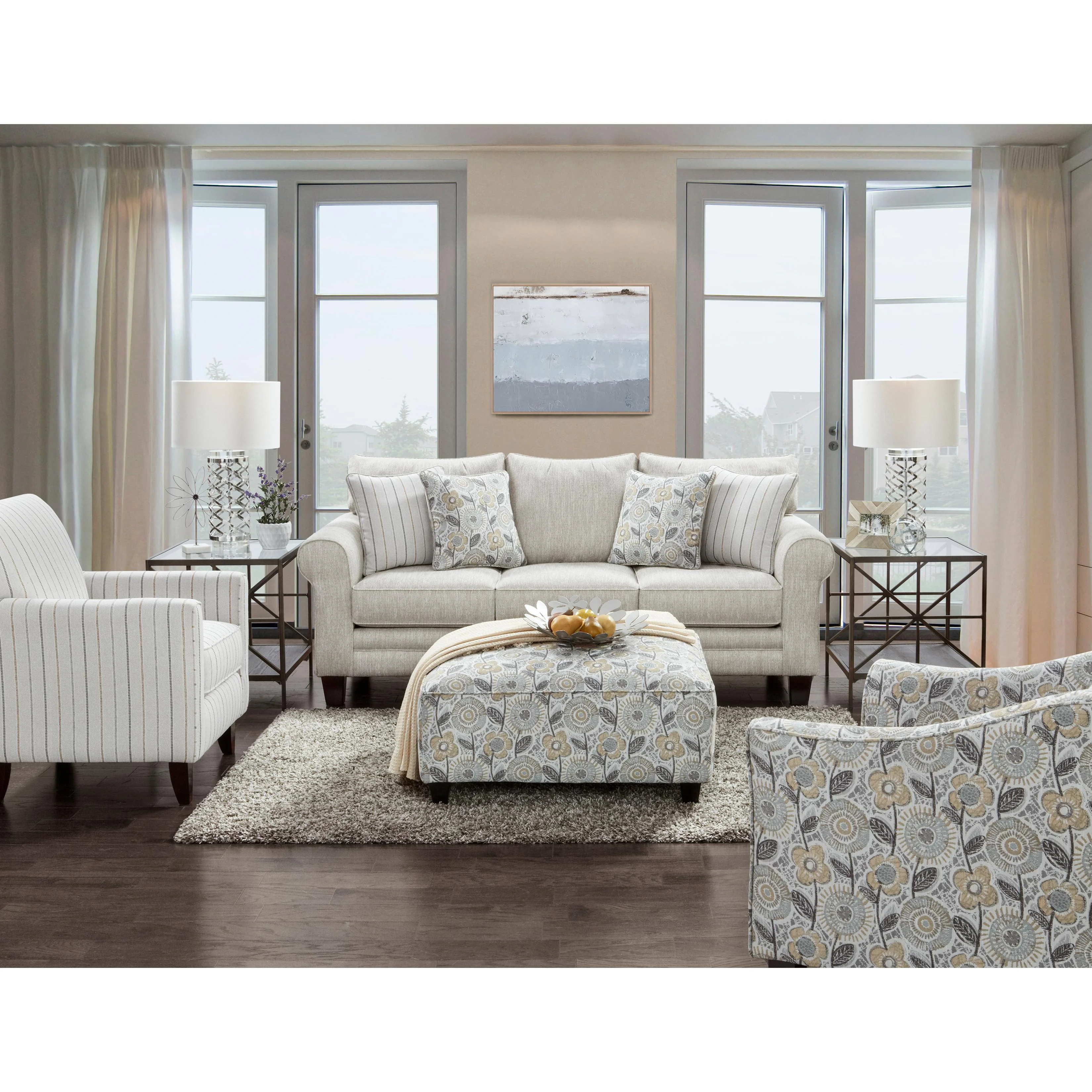 Fusion Furniture Stationary Fabric Sofa 1140 VANDY HEATHER - Image 2