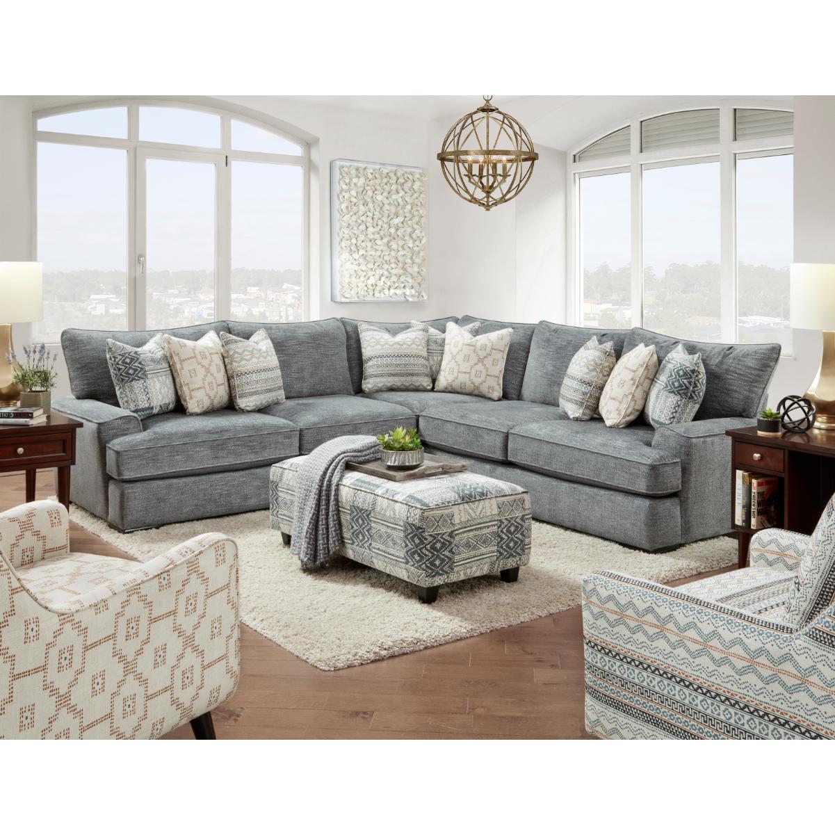 Fusion Furniture Fabric 3 pc Sectional 2000 HANDWOVEN SLATE/2001 HANDWOVEN SLATE/2005 HANDWOVEN SLATE - Image 2
