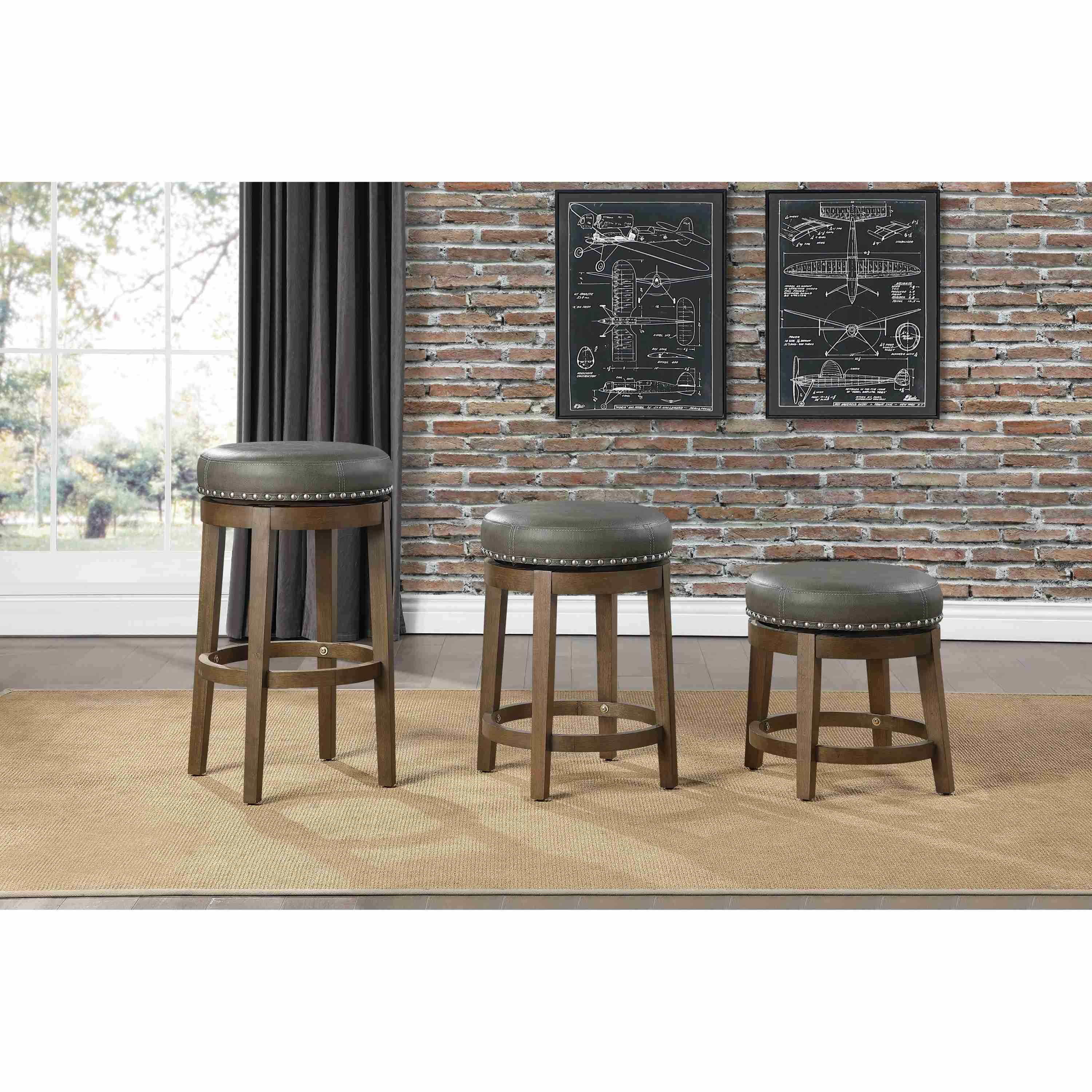 Homelegance Westby 5681GRY-18 Round Swivel Stool, Grey - Image 2
