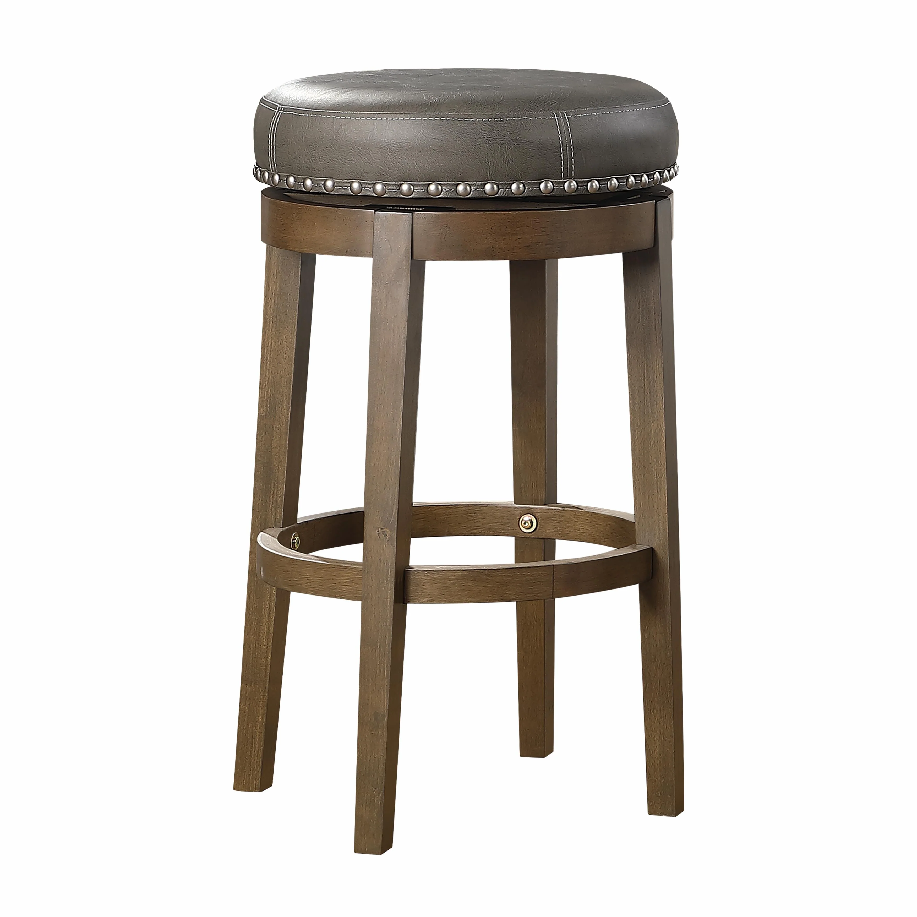 Homelegance Westby 5681GRY-29 Round Swivel Pub Height Stool, Grey - Image 1