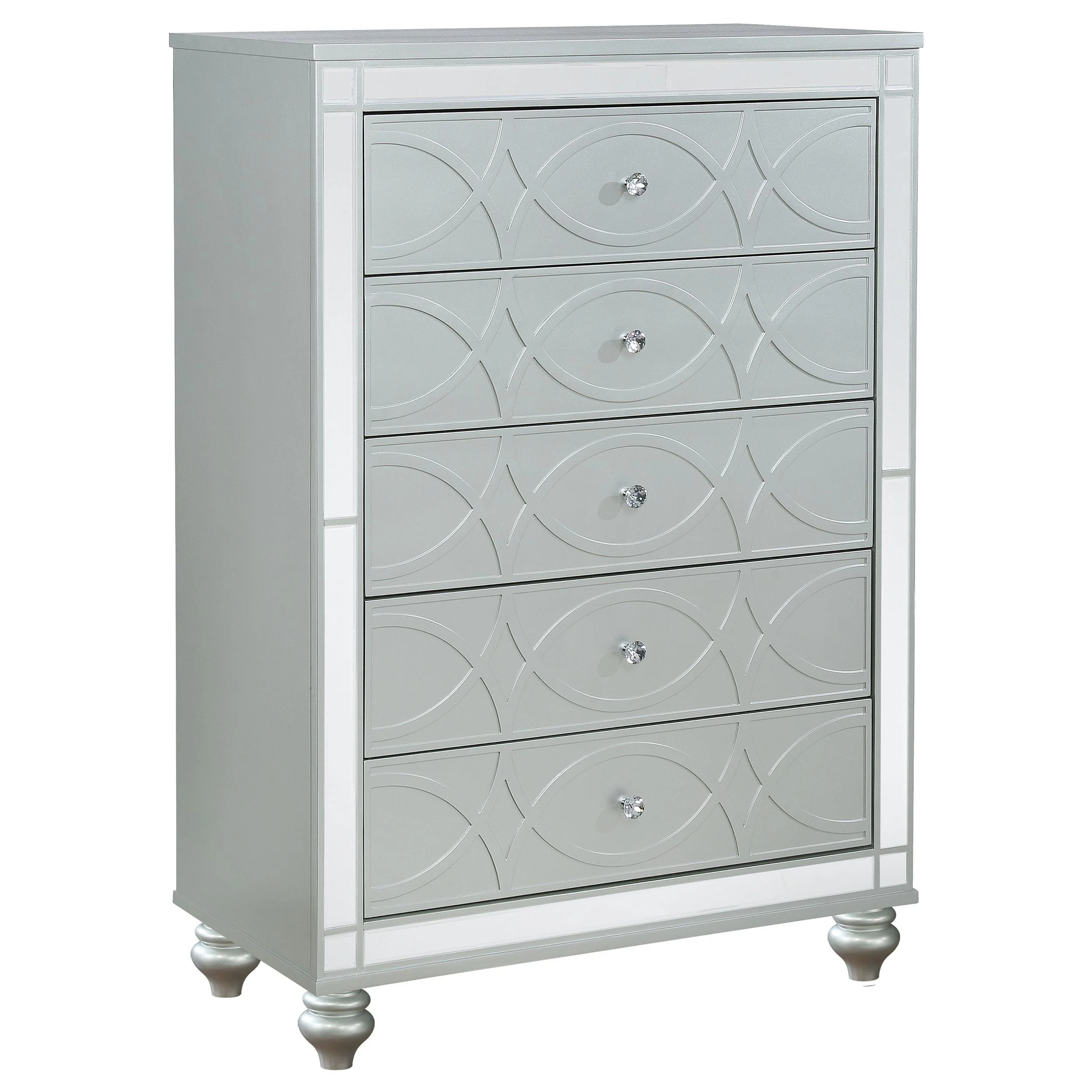 Coaster Furniture Gunnison 223215 5-Drawer Bedroom Chest - Silver Metallic - Image 1