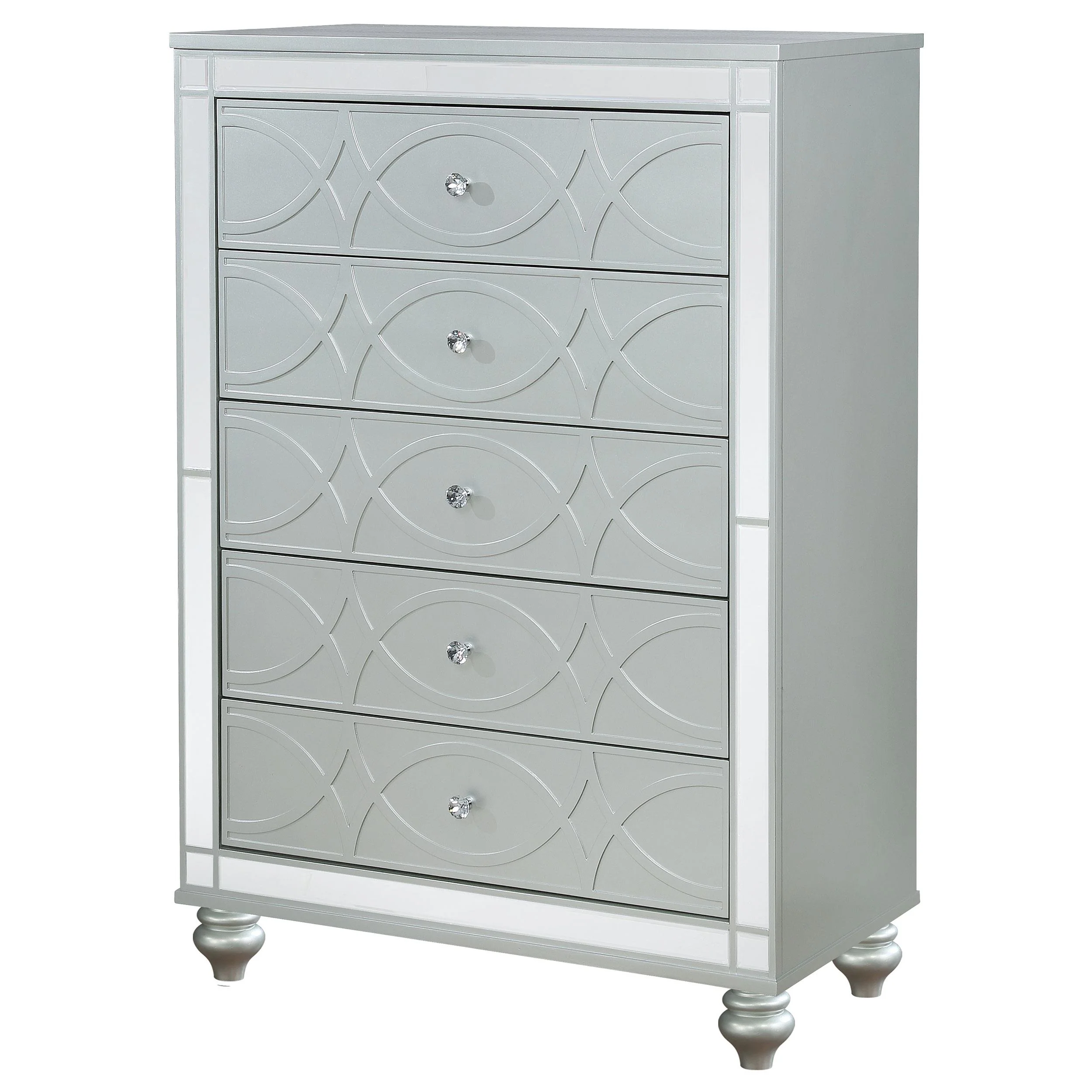 Coaster Furniture Gunnison 223215 5-Drawer Bedroom Chest - Silver Metallic - Image 3