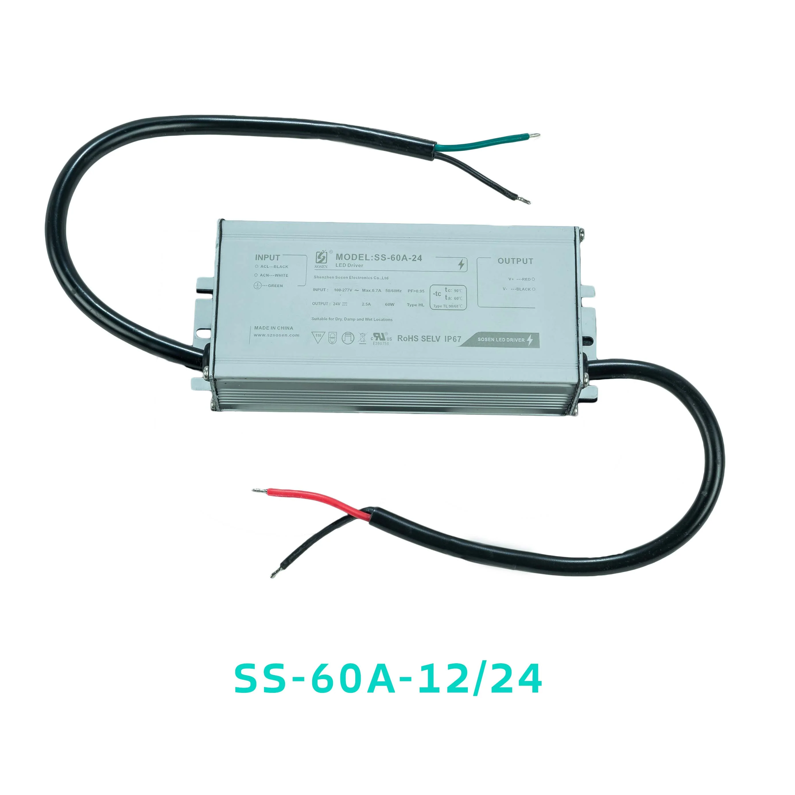 SOSEN SS-60A Constant Voltage Driver – 60W – IP67 #669-670