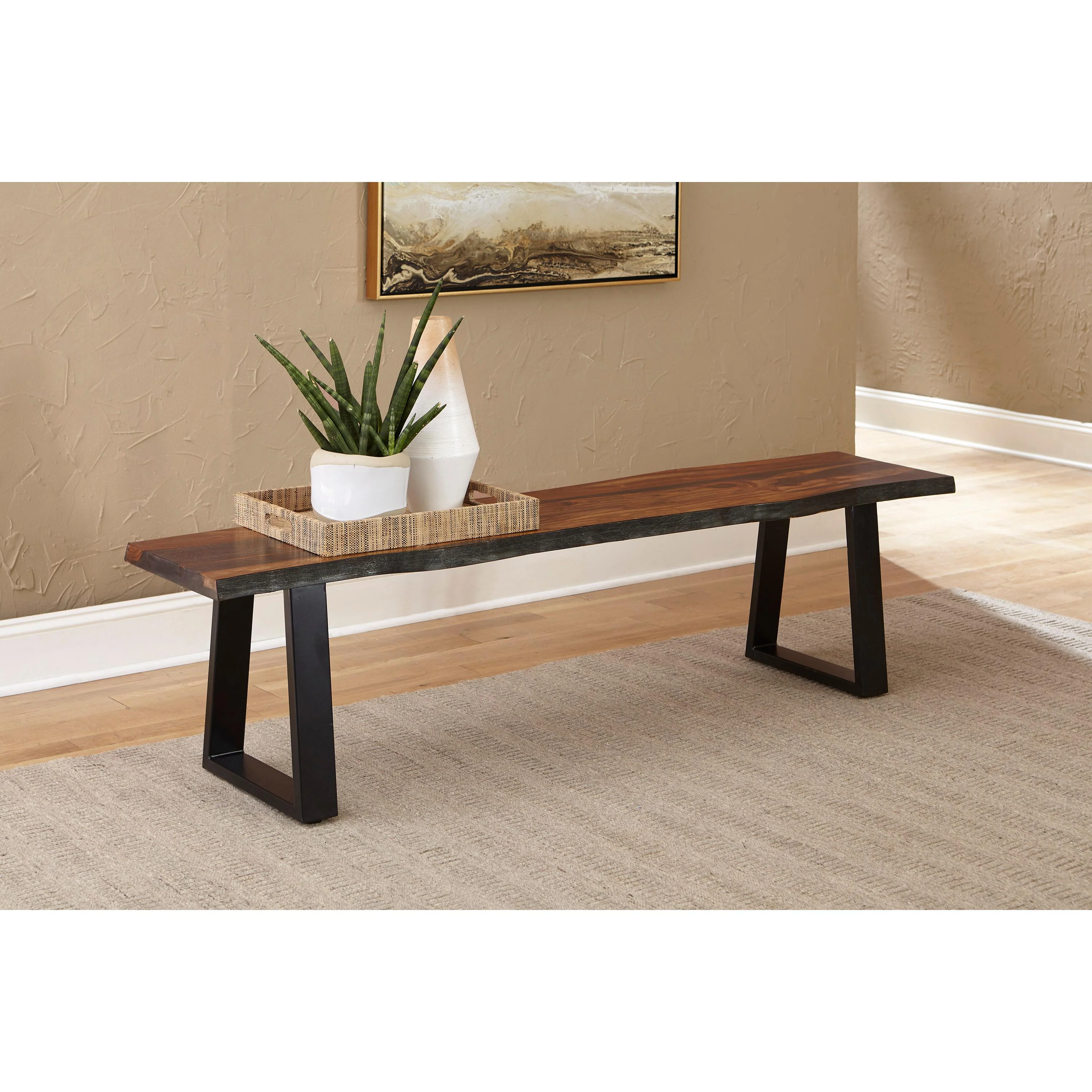 Coaster Furniture Ditman 110183 Live Edge Wood Dining Bench - Grey Sheesham - Image 2
