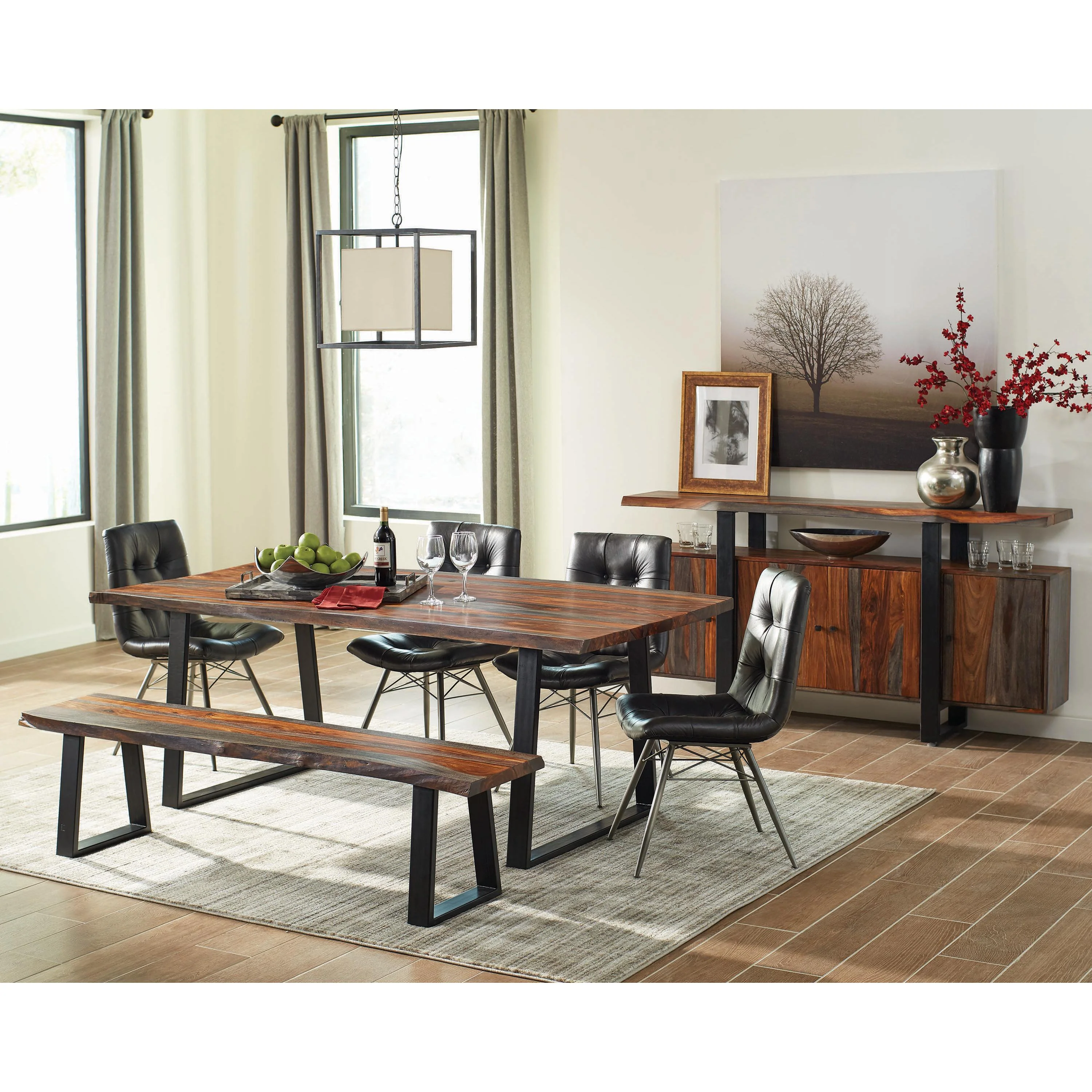 Coaster Furniture Ditman 110183 Live Edge Wood Dining Bench - Grey Sheesham - Image 3