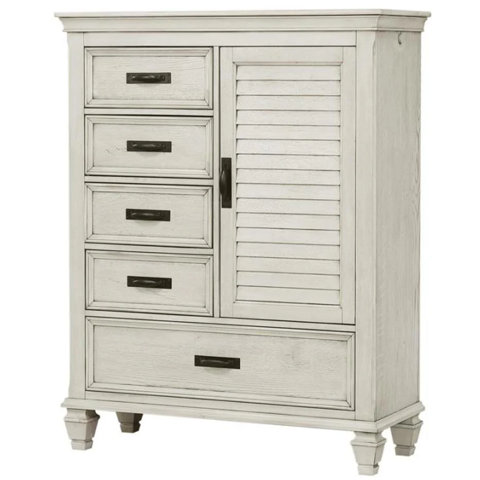 Coaster Furniture Franco 205338 5-Drawer Door Chest - Distressed White - Image 1