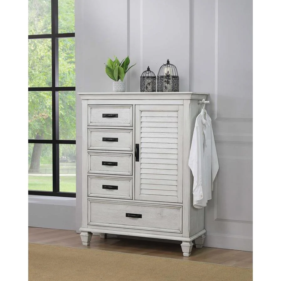 Coaster Furniture Franco 205338 5-Drawer Door Chest - Distressed White - Image 2