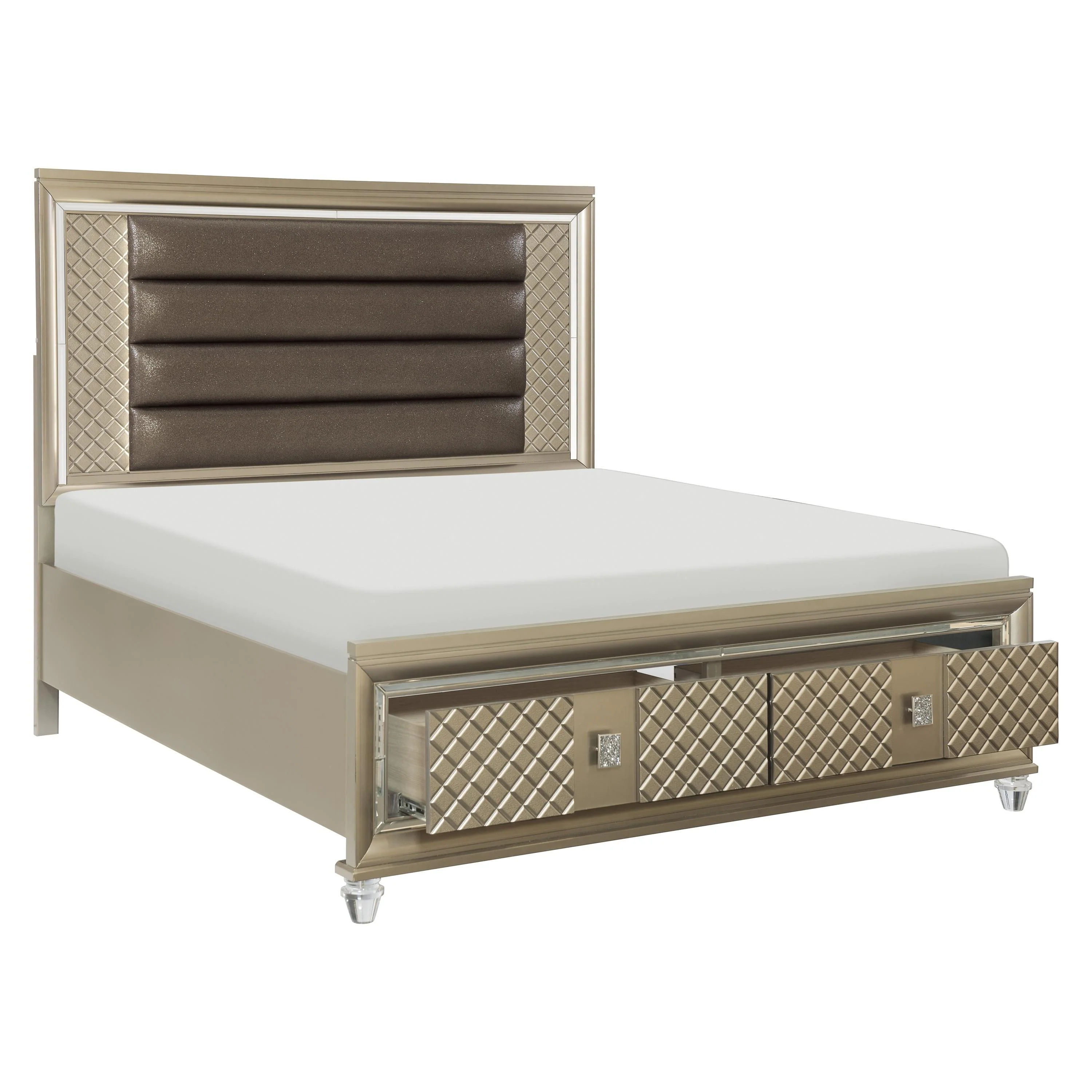Homelegance Loudon 1515-1* Queen Platform Bed with LED Lighting and Storage Footboard - Image 3
